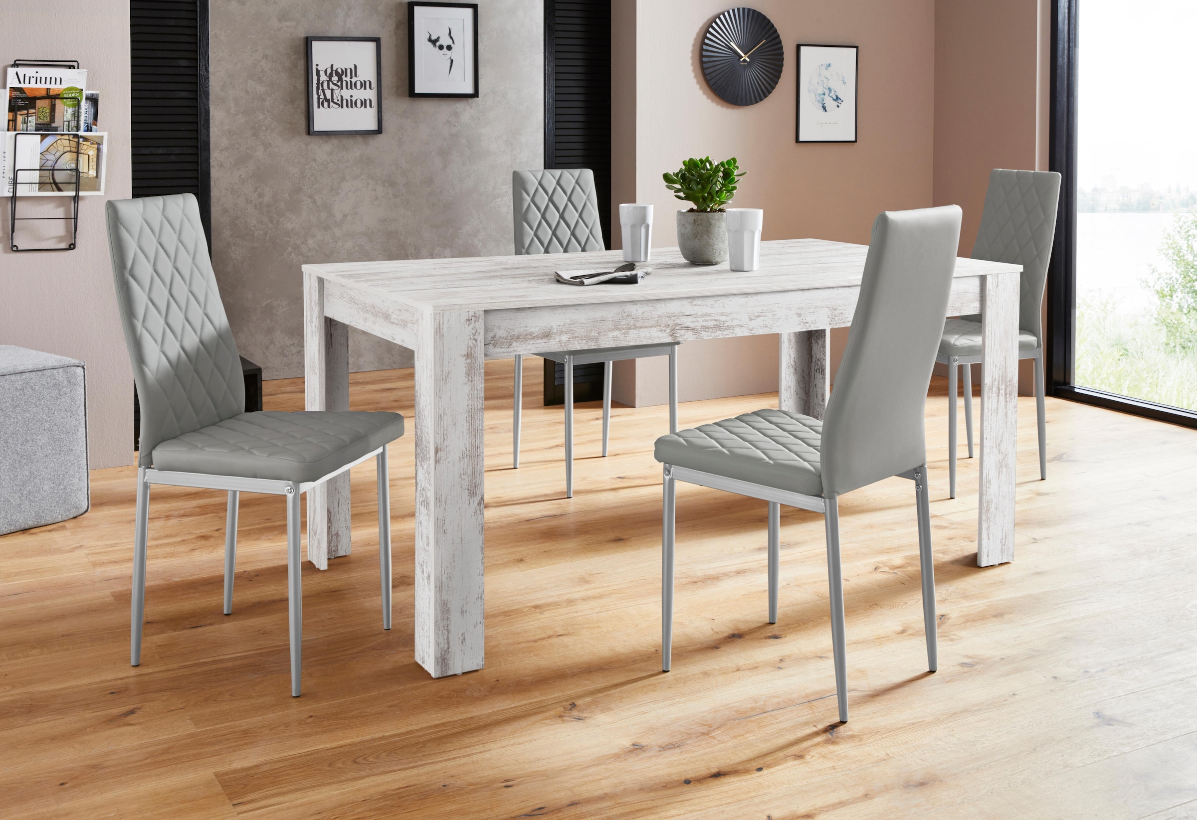 OTTO home Essgruppe "Lynn160/Brooke" Set, 5 Stk. tlg. Tisch mit 4 Stühlen günstig online kaufen