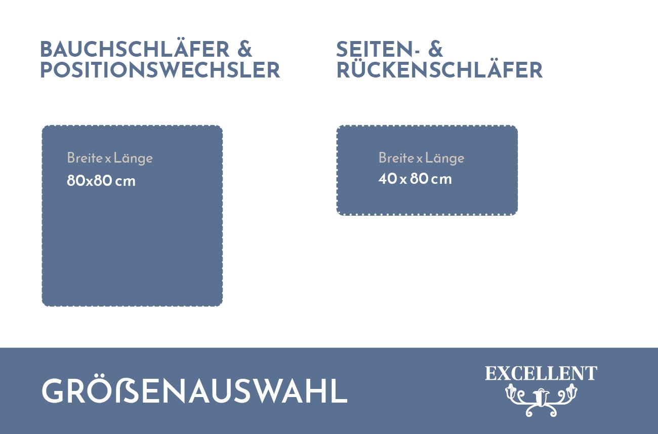 Excellent 3-Kammer-Kopfkissen »Venedig Kissen erhältlich im Einzel- oder Doppelpack!«, Füllung: 60% Daunen Außenkammer, Bezug: 100% Baumwolle, hergestellt in Deutschland, allergikerfreundlich.