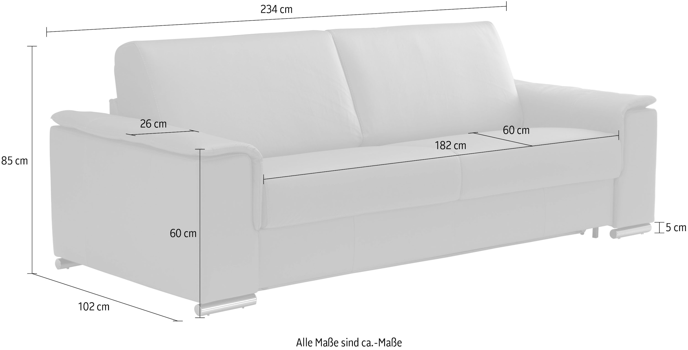 Egoitaliano Schlafsofa »Cecilia, modern & elegant, erstklassiger Sitzkomfort, Dauerschläfer«, inkl. Matratze und hochwertigem Metallbettrahmen, toller Schlafkomfort