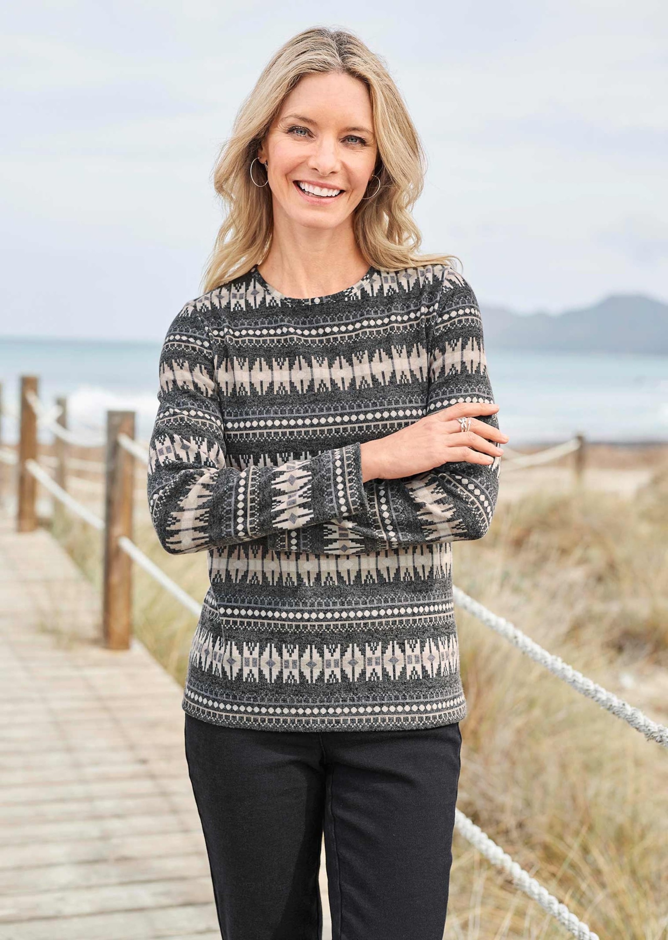 GOLDNER Longpullover »Kurzgröße Kurzgröße - Kombistarkes Shirt aus flauschiger Ware«