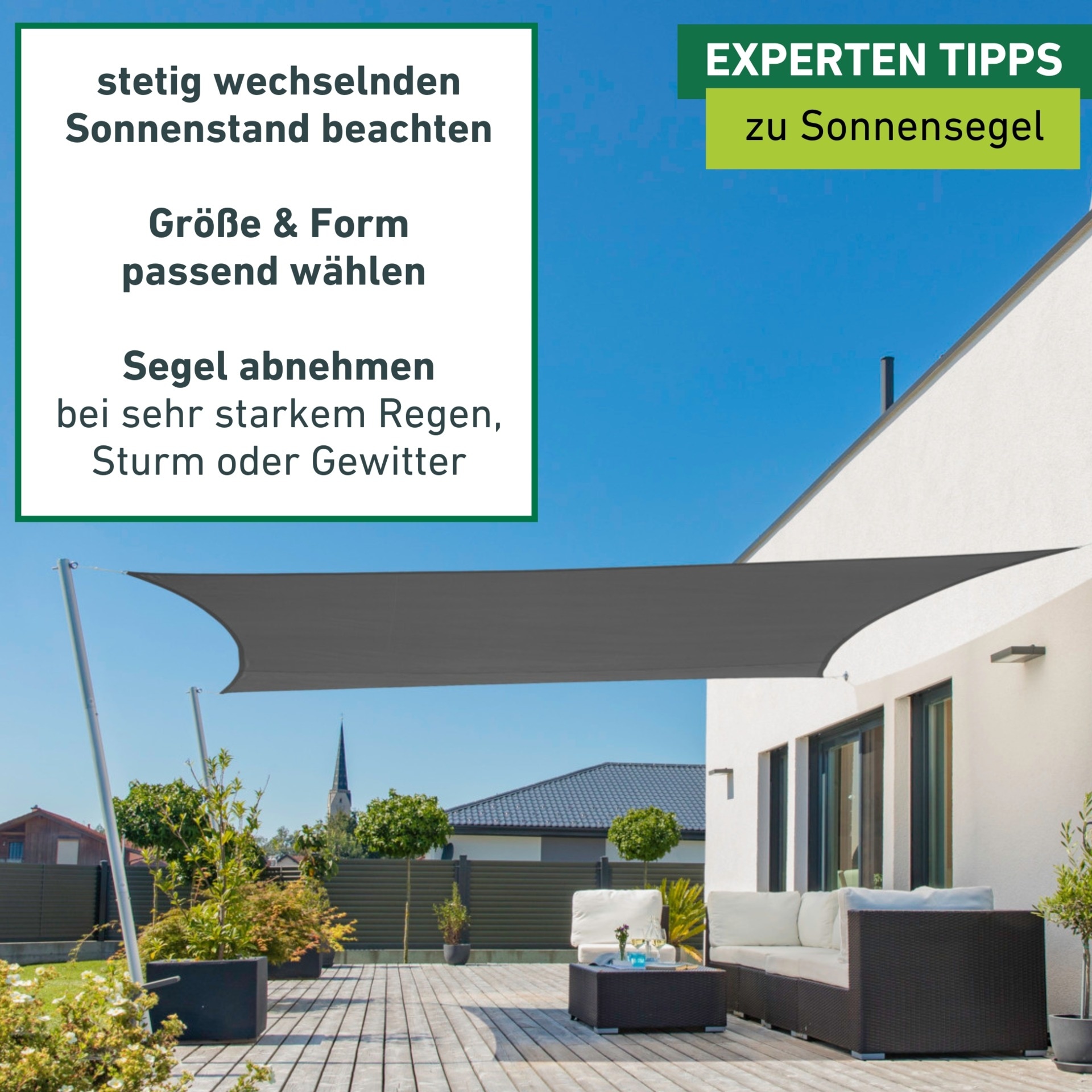 Windhager Sonnensegel »Cannes, Rechteckiges Segel zur Beschattung von Terrasse, Balkon« Sonnenschutz für den Garten, 4 x 5 m, anthrazit