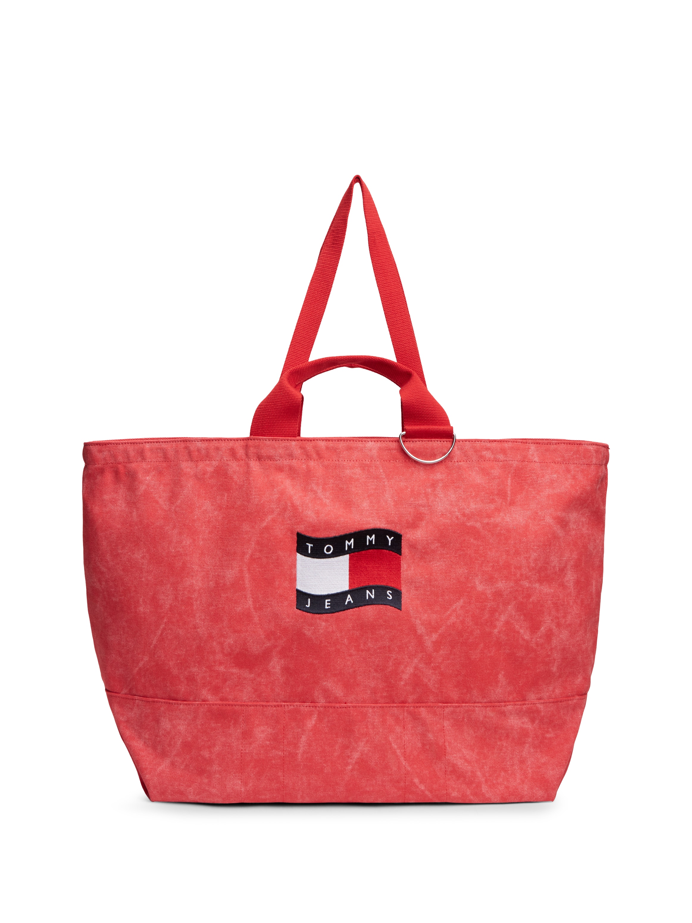 Tommy Jeans Tragetasche "TJW WAVE FLAG MED TOTE" Unisex Tragetasche, Umhängetasche, Shopper, Henkeltasche im Used-Look