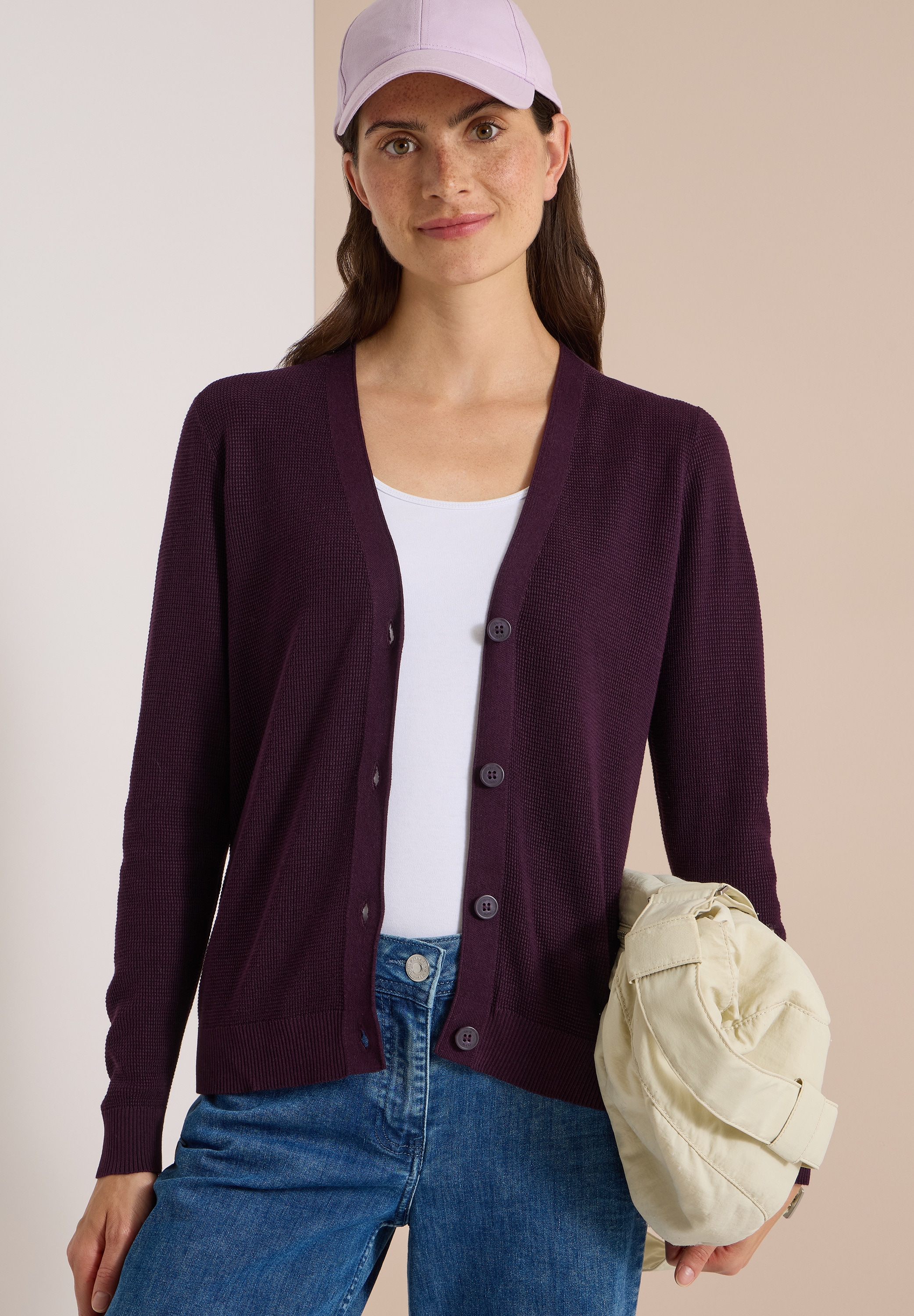 Cecil Strickjacke mit Struktur in Waffeloptik