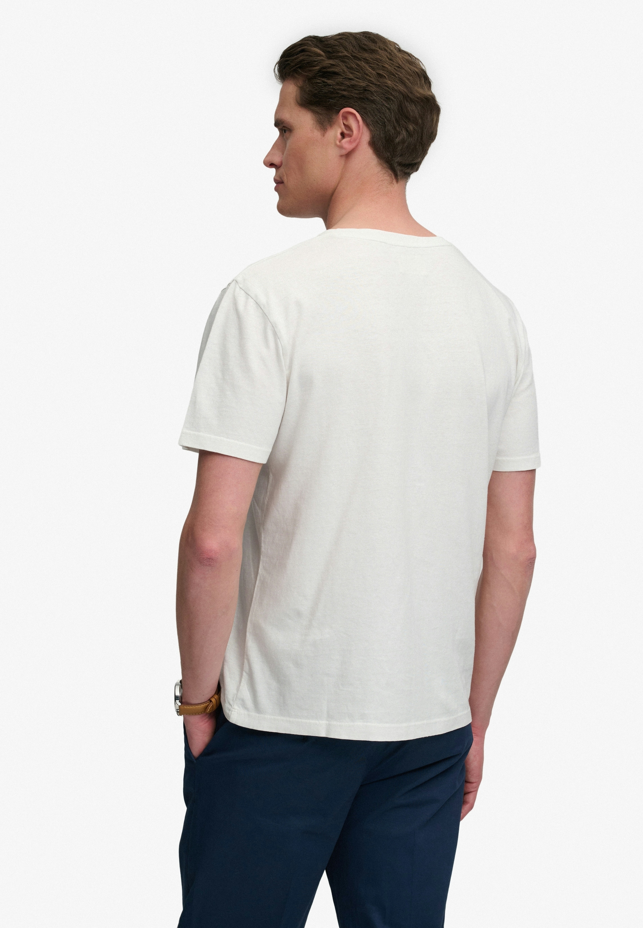 Superdry Rundhalsshirt »CLASSIC COTTON LINEN VEE« aus tollem Baumwoll-Leinen-Mischgewebe