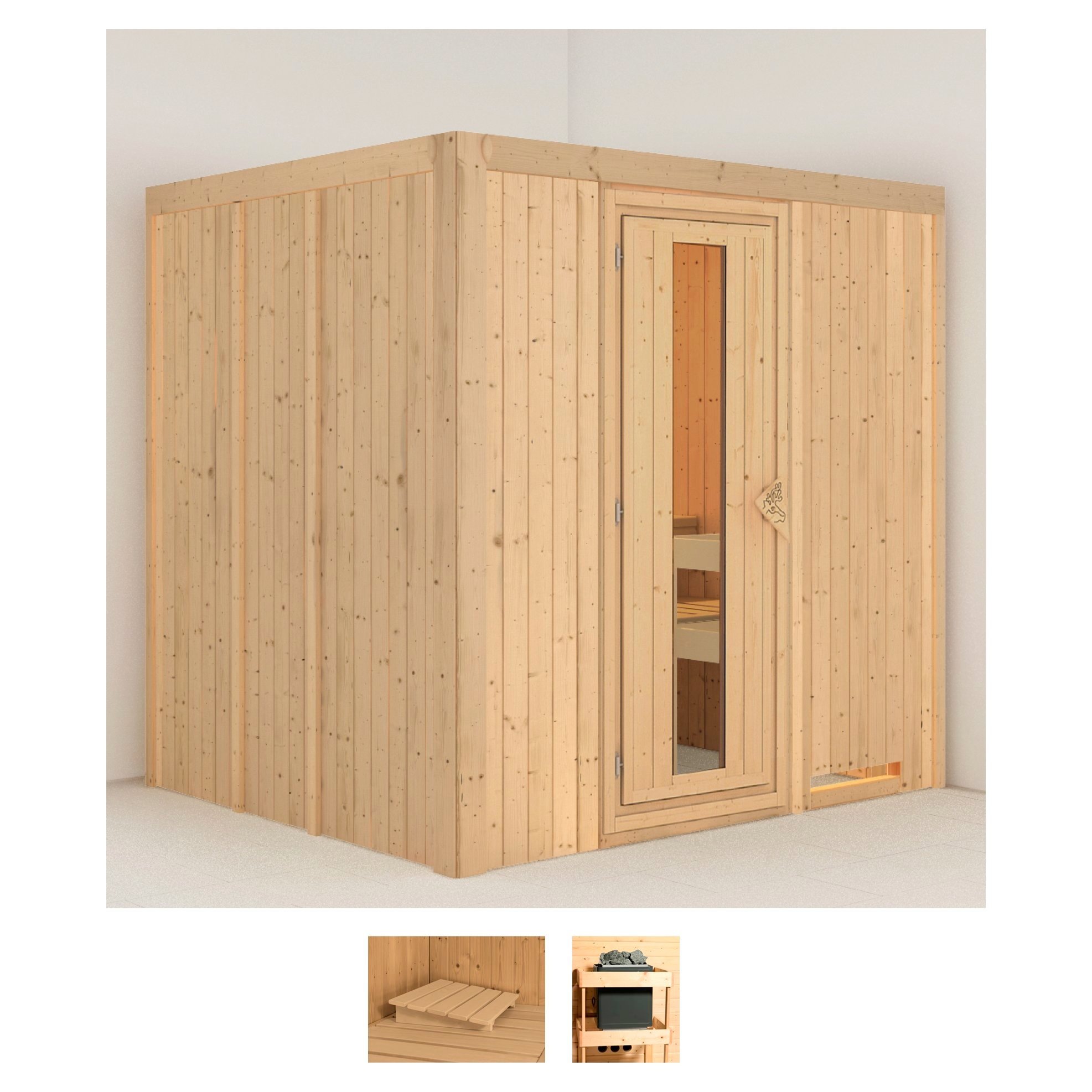 KARIBU Sauna "Sodin", ohne Ofen, (ohne Ofen), beige, Saunen, ohne Ofen
