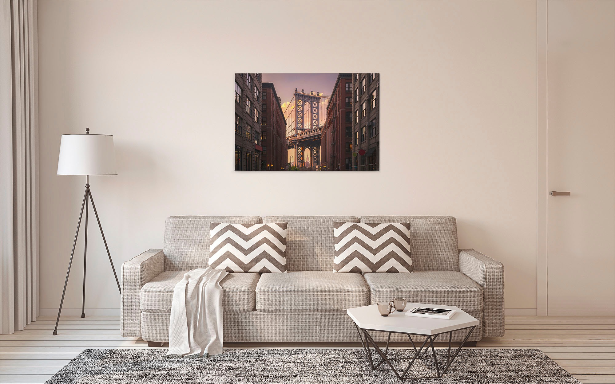 A.S. Création Leinwandbild »Brooklyn Bridge«, Kunst-New York-Kinder, (1 St.), Brücke Großstadt Keilrahmen Bild Leinwand-Bild Wohnzimmer modern Wand