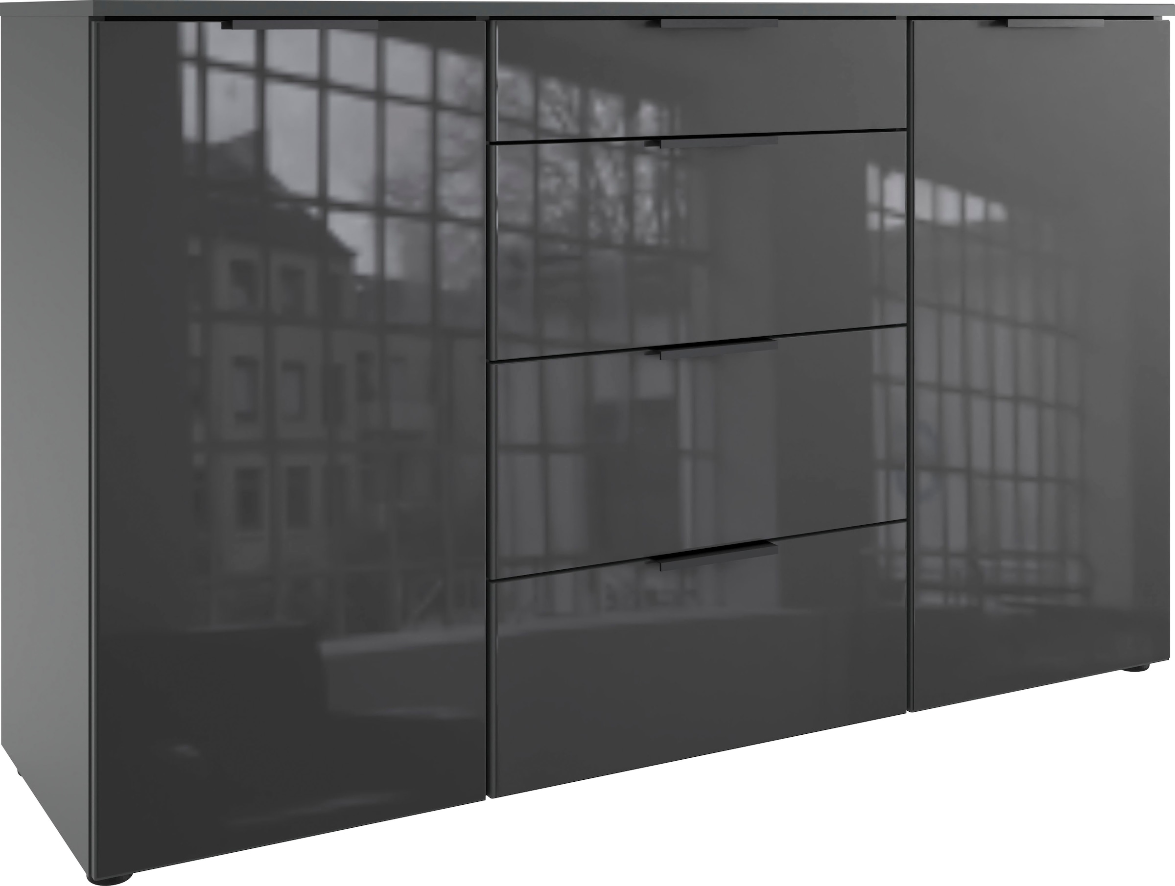 Wimex Kombikommode "Level36 black C by fresh to go", mit Glaselementen auf der Front, soft-close Funktion, 135cm breit