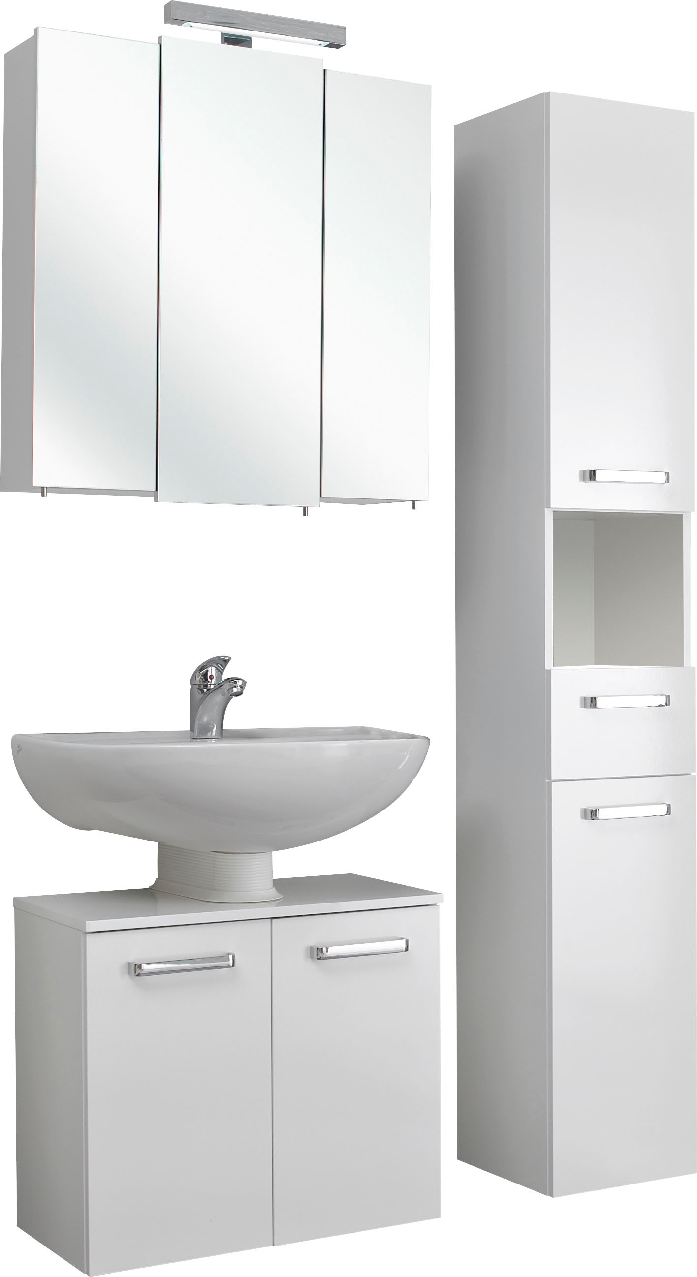 Saphir Badmöbel-Set "Quickset 3-teilig, Waschbeckenunterschrank mit LED-Spi günstig online kaufen