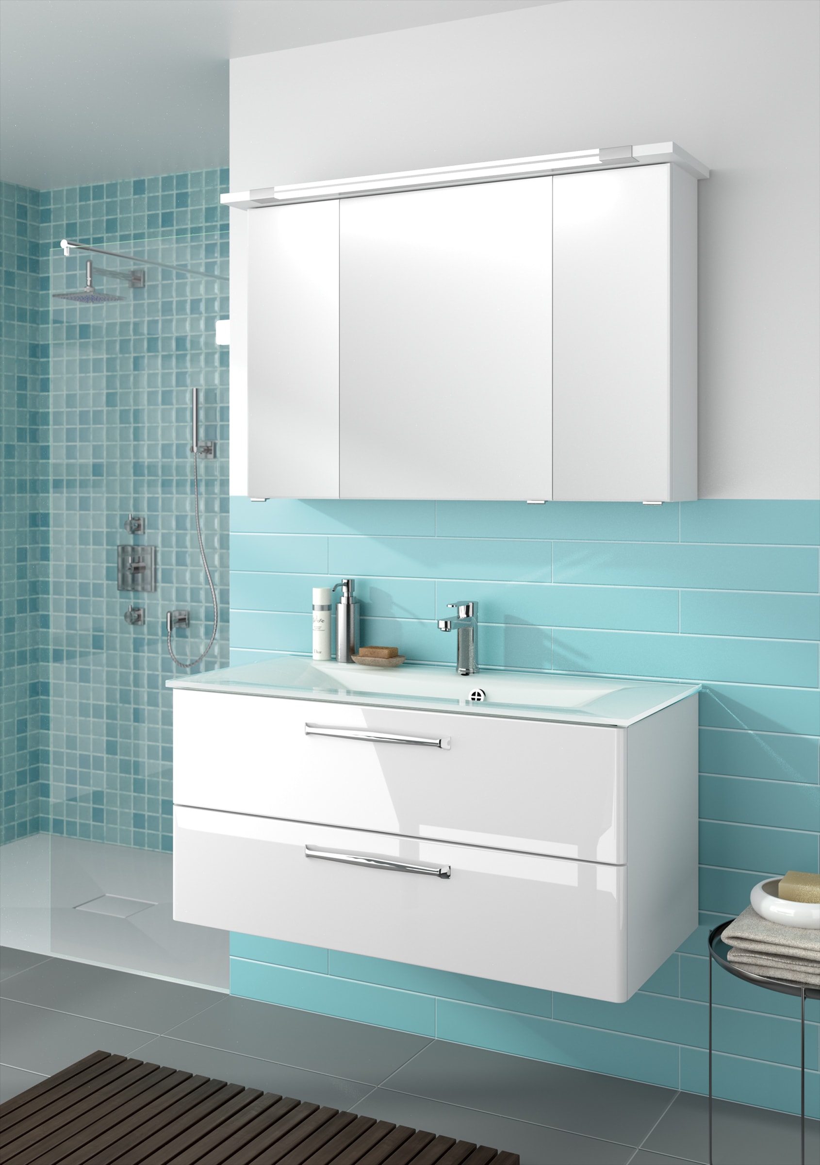 Saphir Badmöbel-Set "Trentino 2-teilig Glas-Waschtisch, Spiegelschrank mit günstig online kaufen