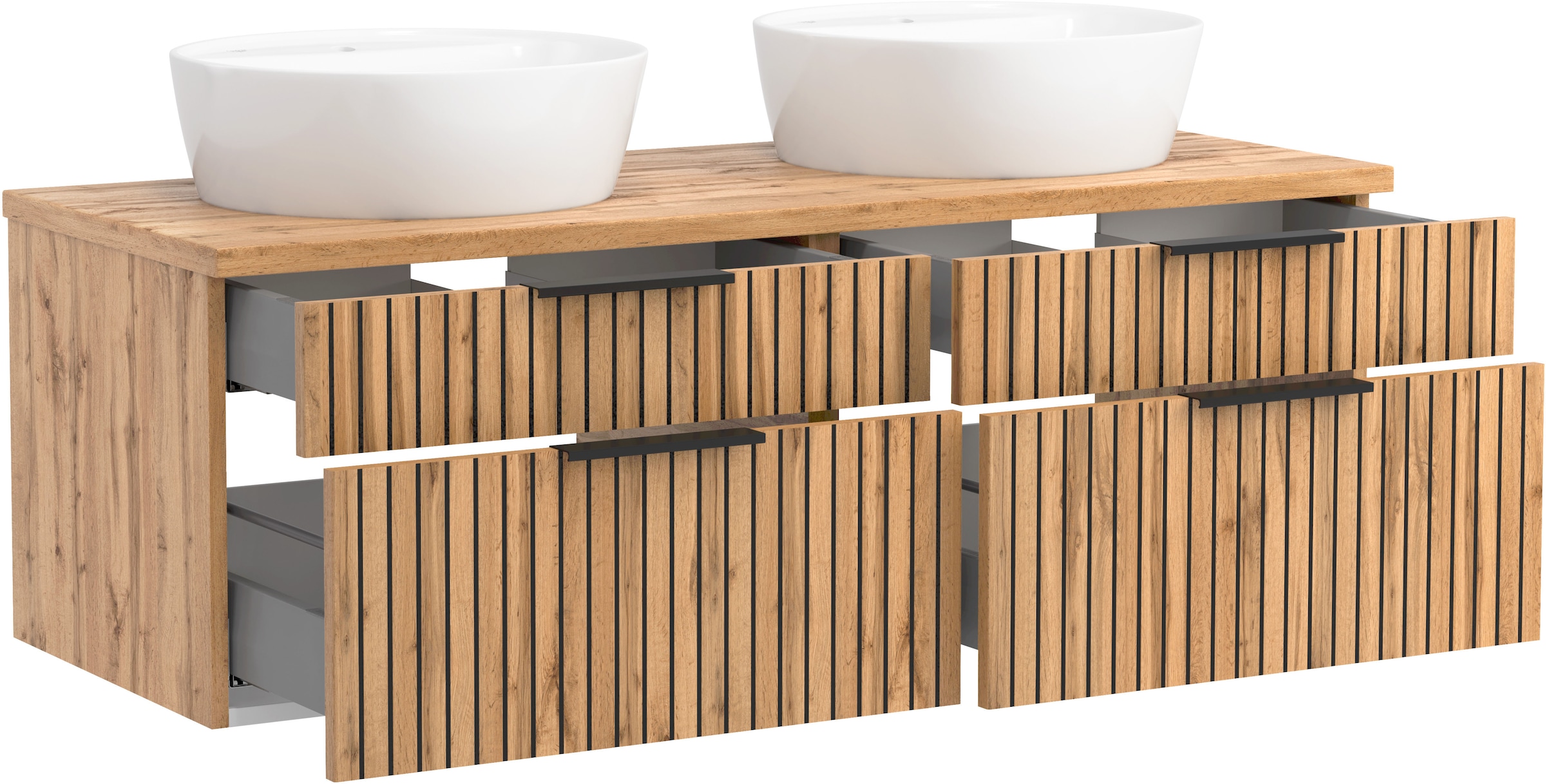welltime Badmöbel-Set »Welltime, Carlton Waschtisch-Set, 80 oder 120 cm, gestreift«, (3 St.)