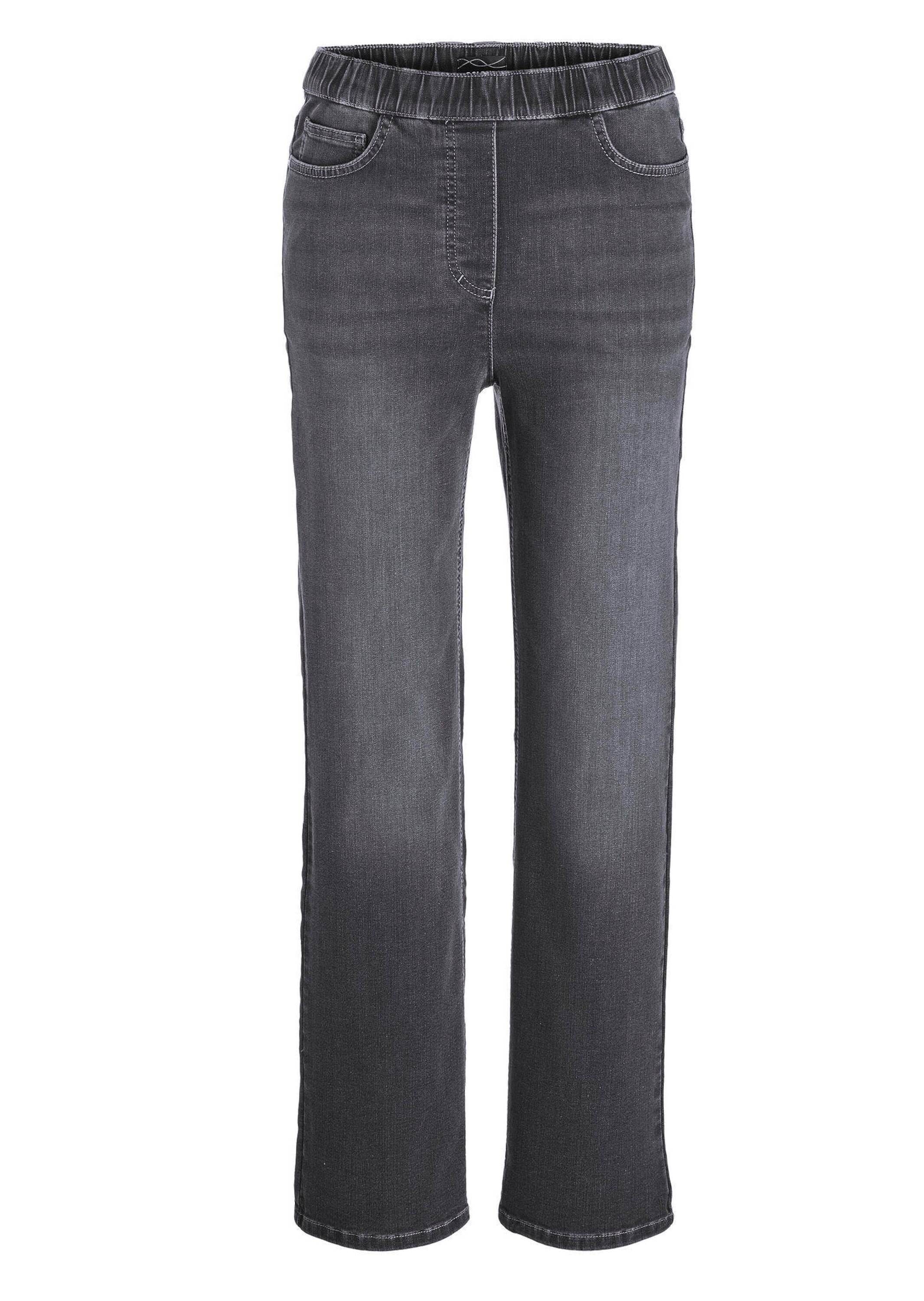 GOLDNER Stretch-Jeans "Kurzgröße Bequeme Jeanshose VERA" runde Eingriffstaschen