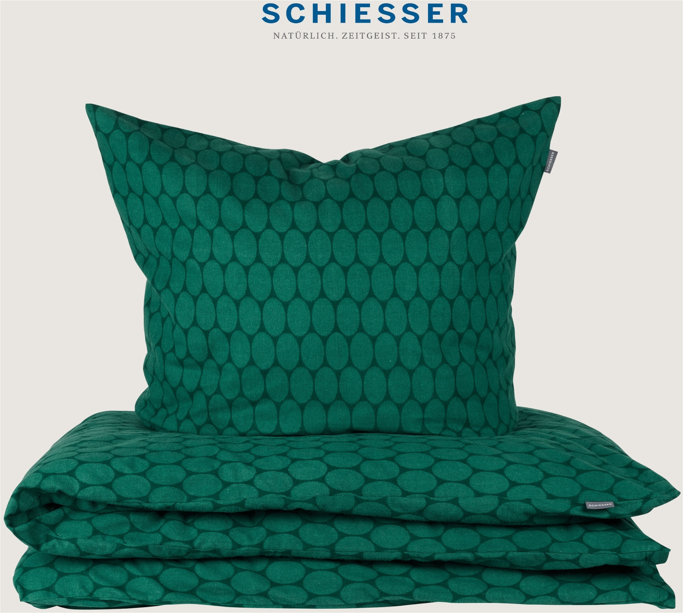 Thumbnail - Schiesser Bettwäsche "Drops aus weichem Baumwollflanell in Ton-in-Ton Optik" 2 Stk. tlg. Made in Green