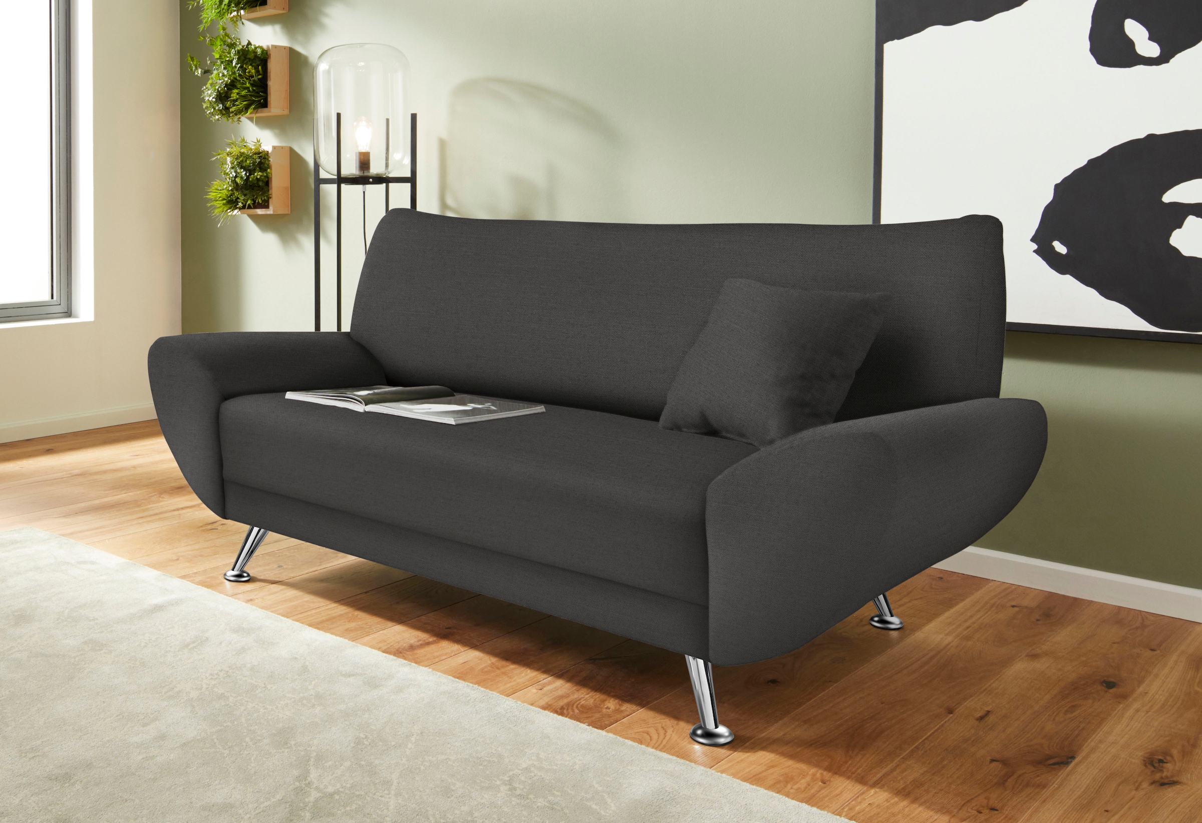 Home affaire 2-Sitzer »Saltare, elegant & komfortabel, toller Designfuß, Breite 174cm, bequem« bequeme Armlehnen