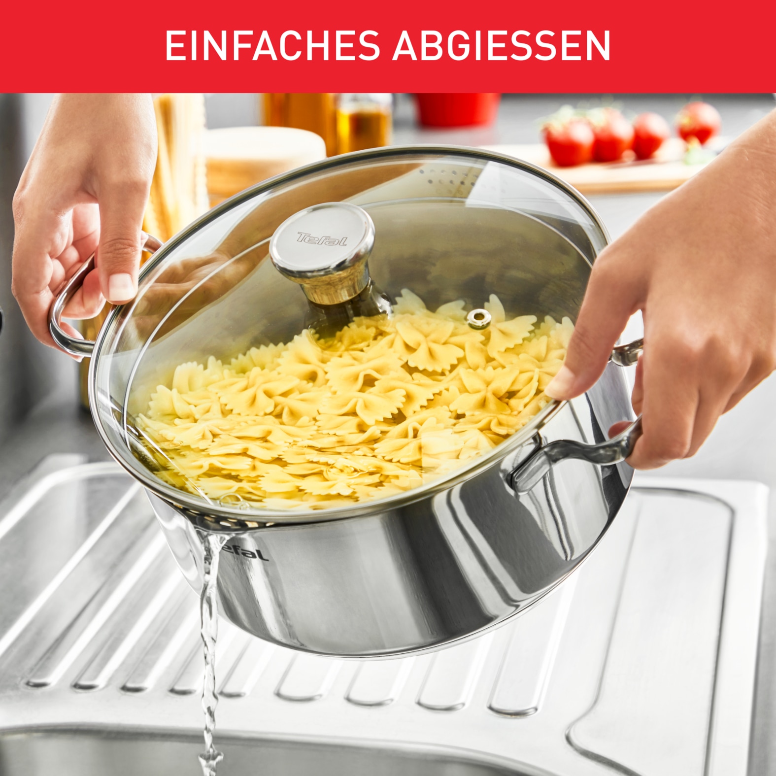 Tefal Topf-Set »Duetto Induktion, robust und hochwertig, Induktions Töpfe Set« Set, 1x Stielkasserolle 16 cm, je 1 Kochtopf mit Deckel 18/20/22/24 cm, 9 Stk. tlg. Edelstahl