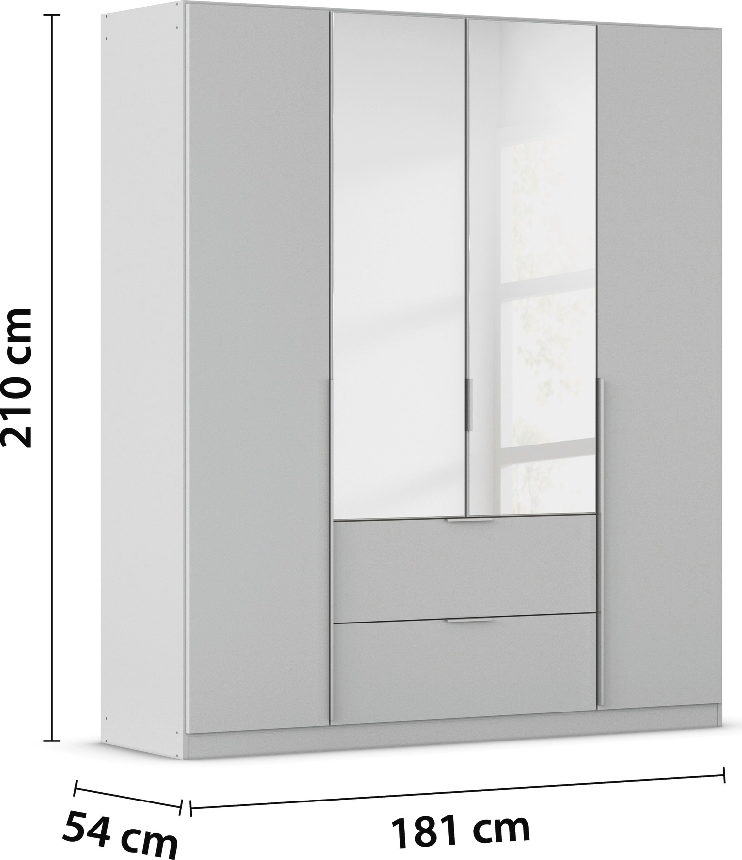 rauch Drehtürenschrank »Kleiderschrank Schrank Garderobe AGORDO mit Dekor- oder Hochglanzfront«, (in zwei Griff-Farben mit Dekor- oder Hochglanzfront), mit Außenschubkästen, in 6 Breiten und 2 Höhen MADE IN GERMANY
