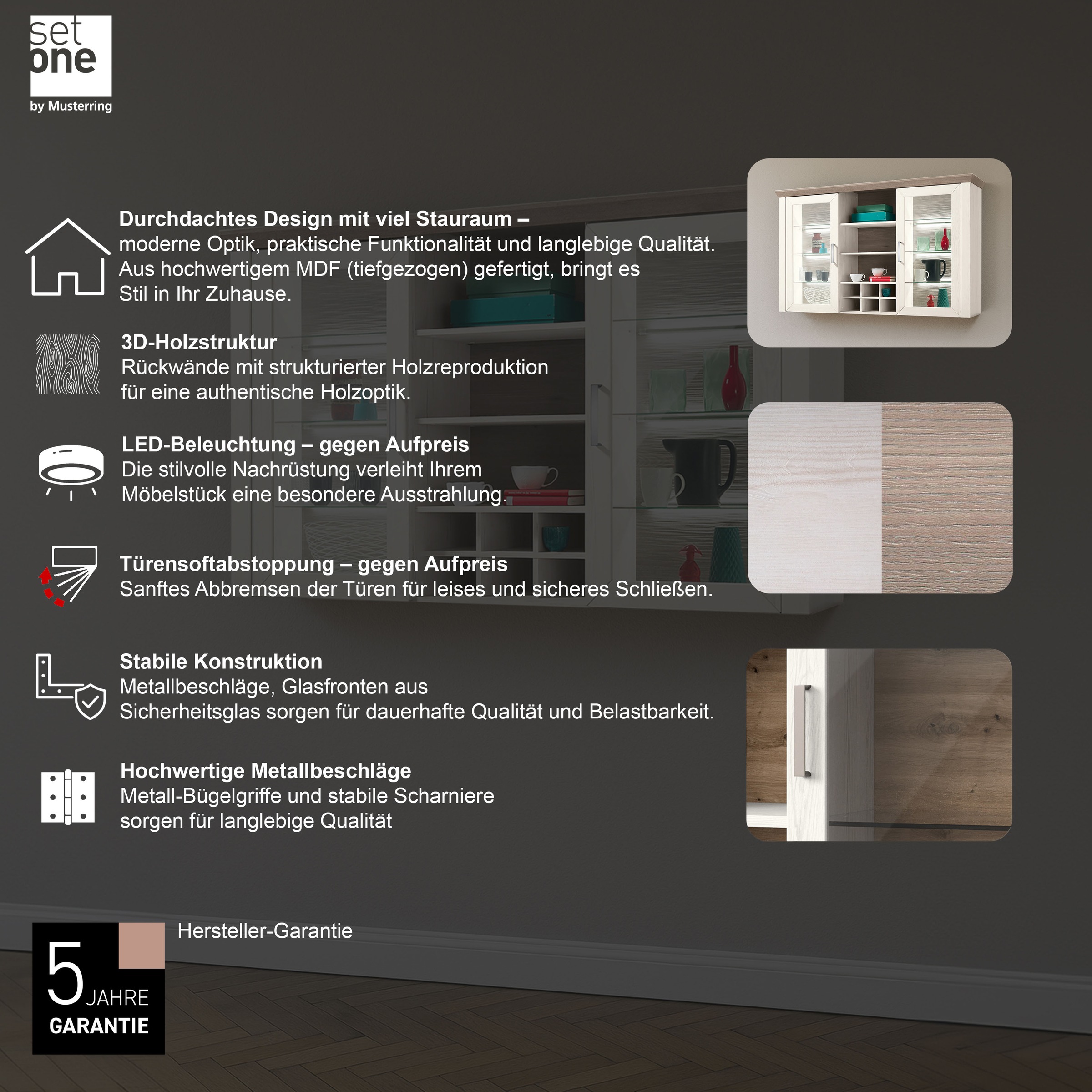set one by Musterring Aufsatzschrank "York", Typ 24, Glastüren und Flaschen günstig online kaufen