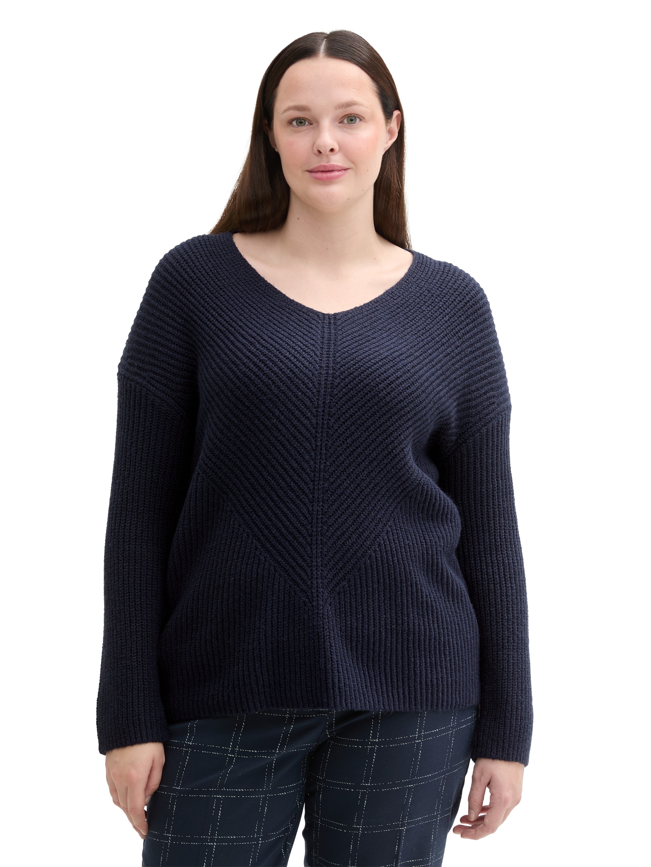 TOM TAILOR PLUS Strickpullover, mit Rippstruktur