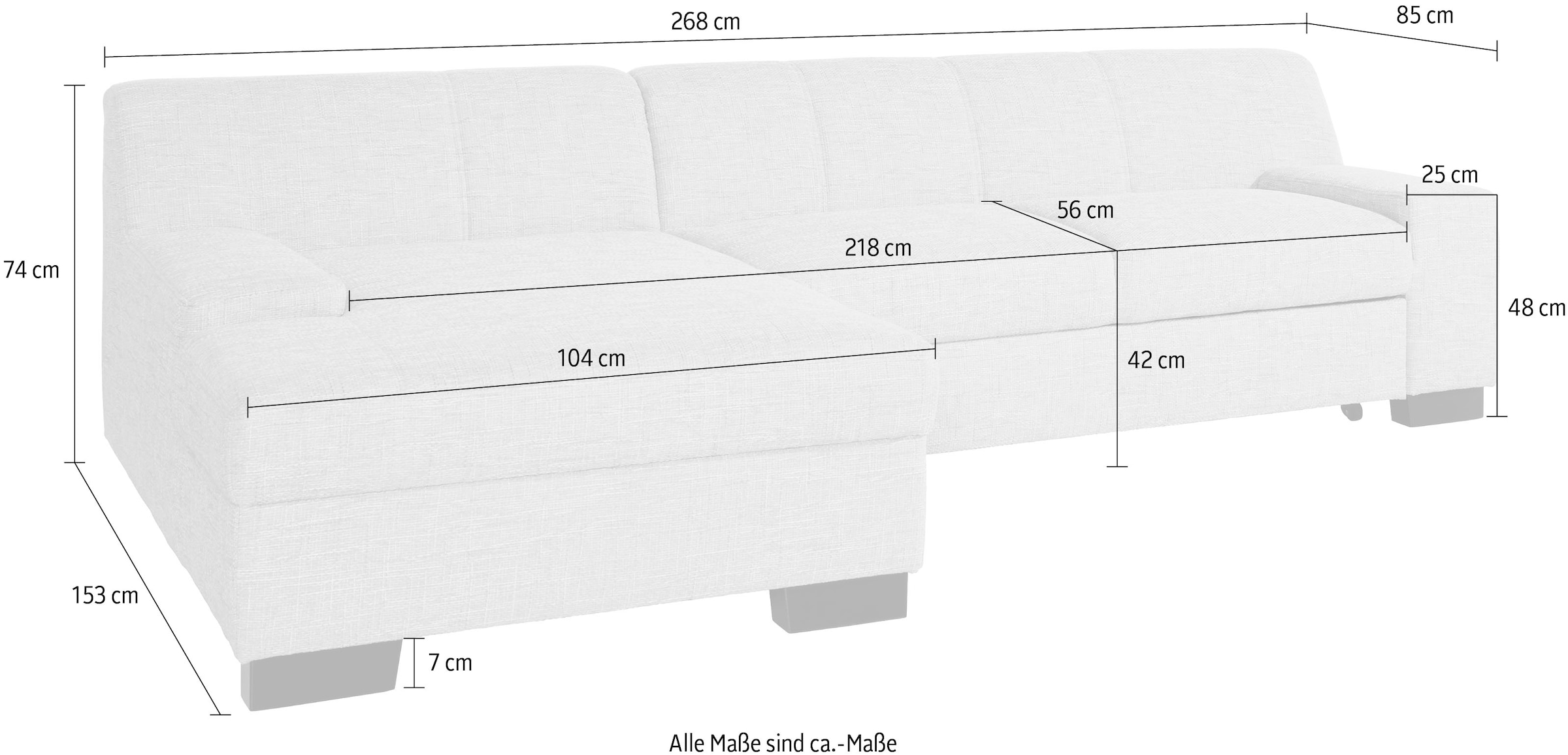 DOMO collection Ecksofa »Norma, elegant und modern, mit flachen Armlehnen, L-Form«, wahlweise mit Bettfunktion
