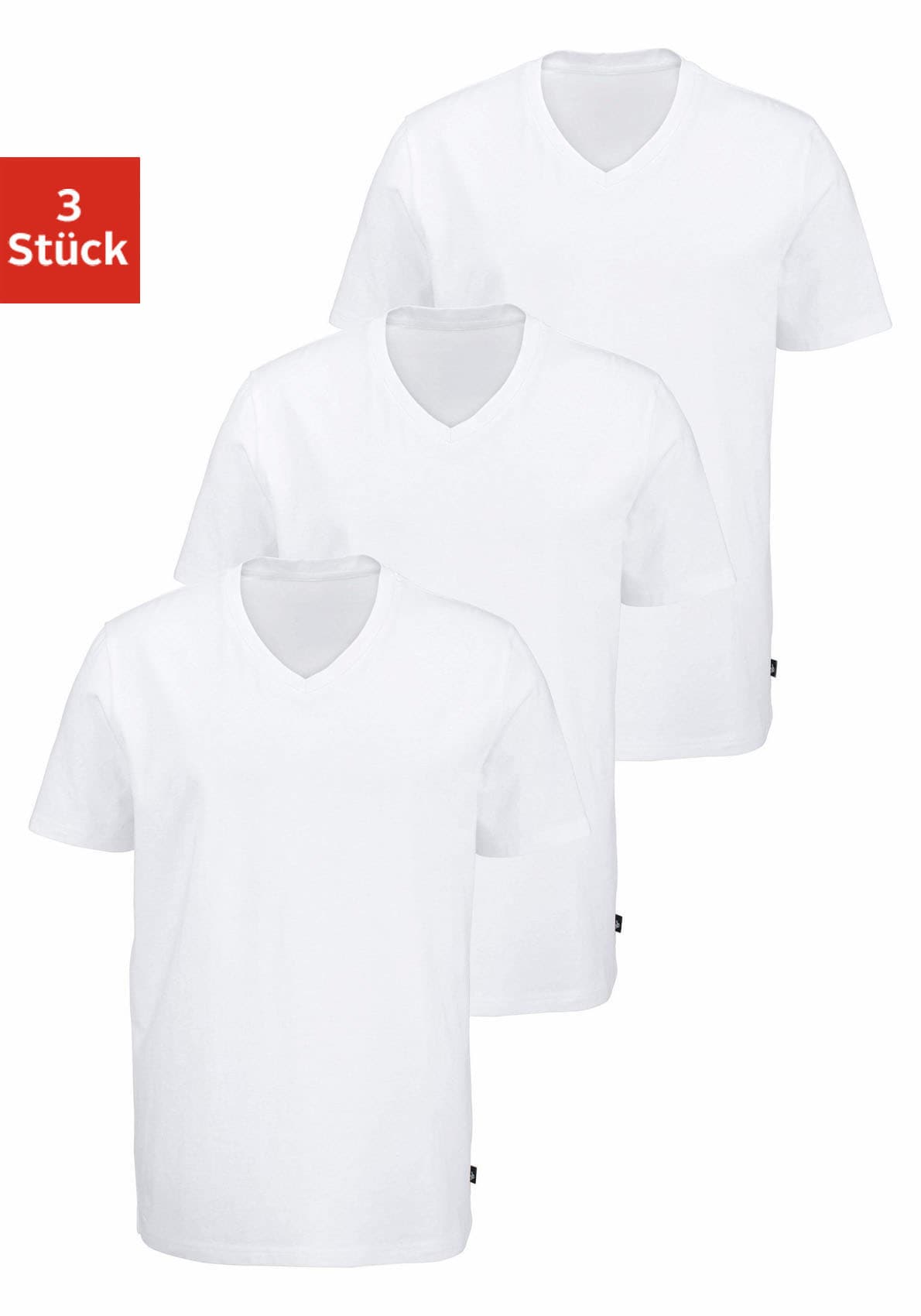 Bruno Banani T-Shirt 3er-Pack, 3 Stk. mit V-Ausschnitt, perfekte Passform, aus elastischer Baumwolle
