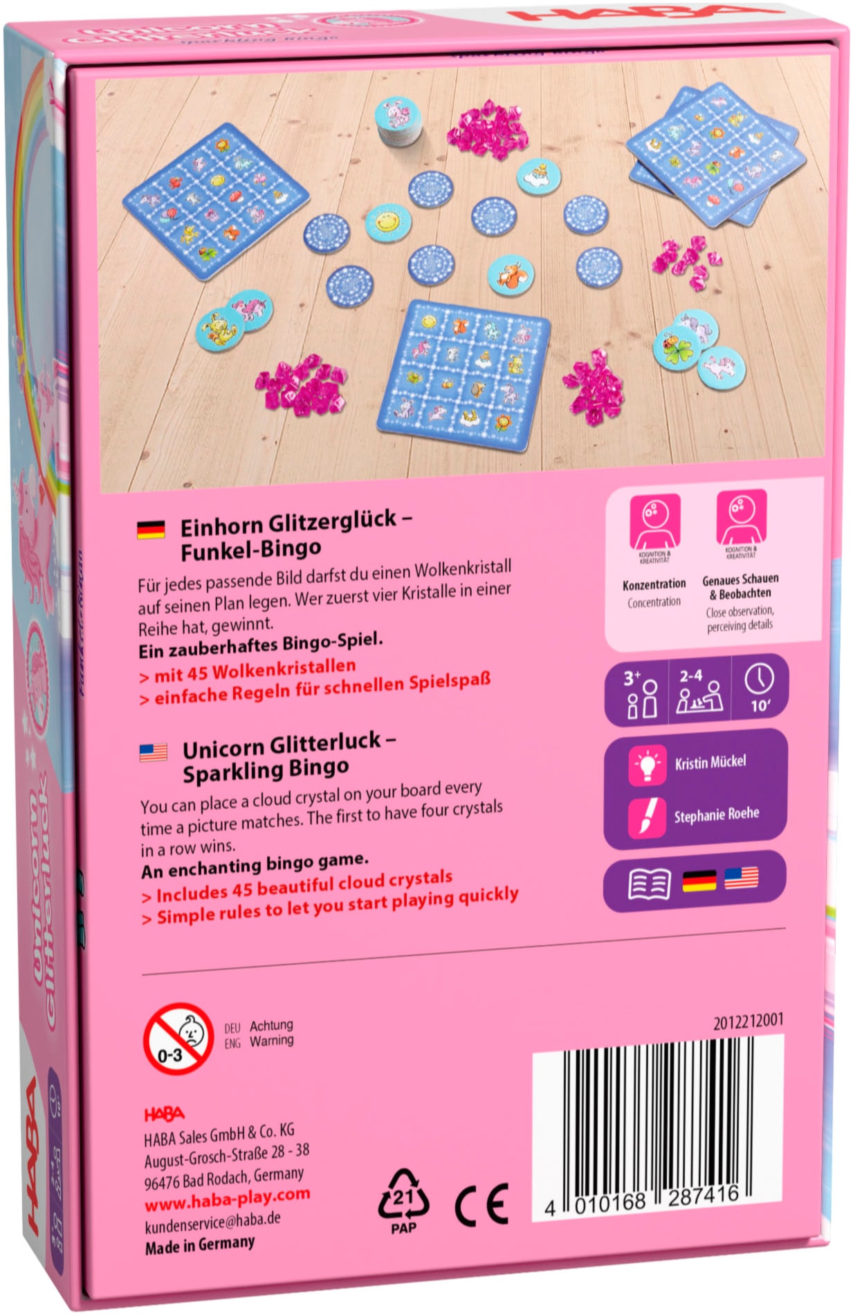 Haba Spiel »Einhorn Glitzerglück - Funkel-Bingo«, Made in Germany