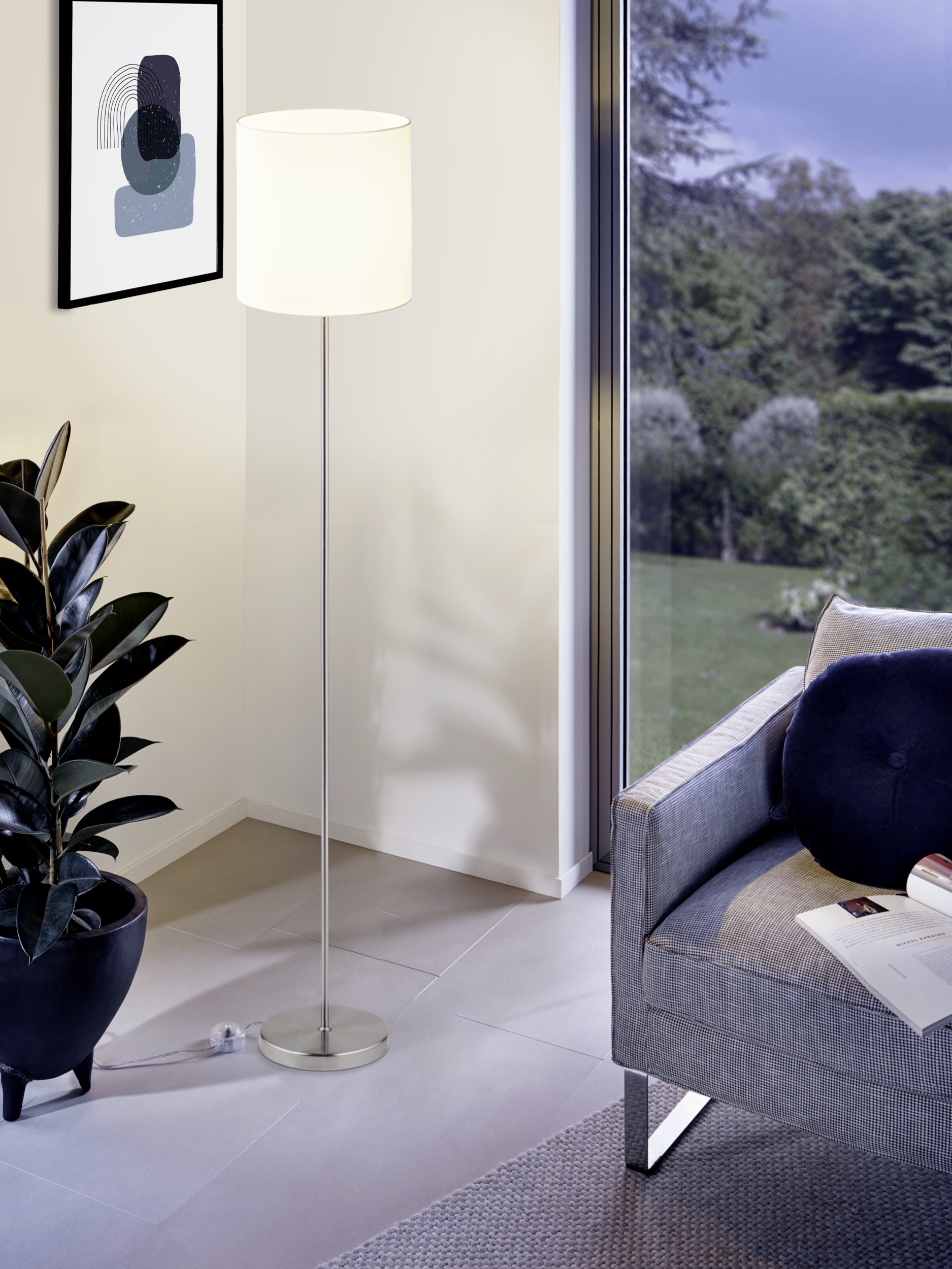 EGLO Stehlampe »PASTERI Stehlampe - Stoff - Stahl - E27 - 1X60W - IP20« E27 1 Stk. Standleuchte, Wohnzimmer, Esszimmer, Schalfzimmer, H157,5 x Ø28 cm