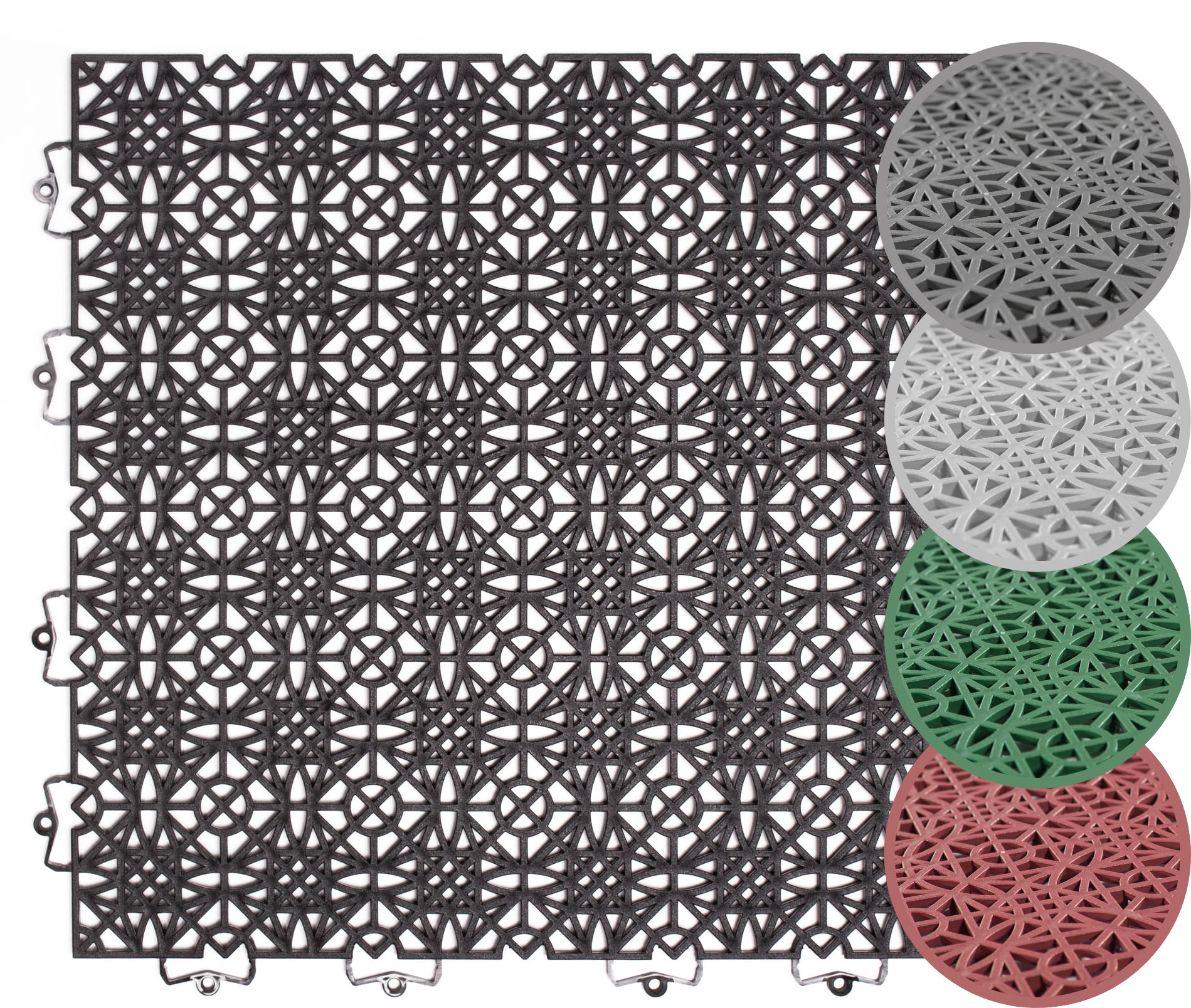 Kunststoff-Fliesen ANDIAMO, B:380mm L:380mm, schwarz, Polypropylen (PP), Balkon, Hartbodenbeläge, "Terrassenfliesen Terra Sol, Made in Swiss",