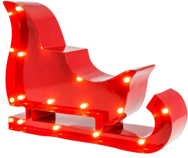 MARQUEE LIGHTS LED Dekolicht "Christmas Sled", 14, H: 17cm, 1 Stk., rot, Leuchten, Wandlampe, Tischlampe Weihnachtsschlitten 14 Leuchtmittel - 23x17