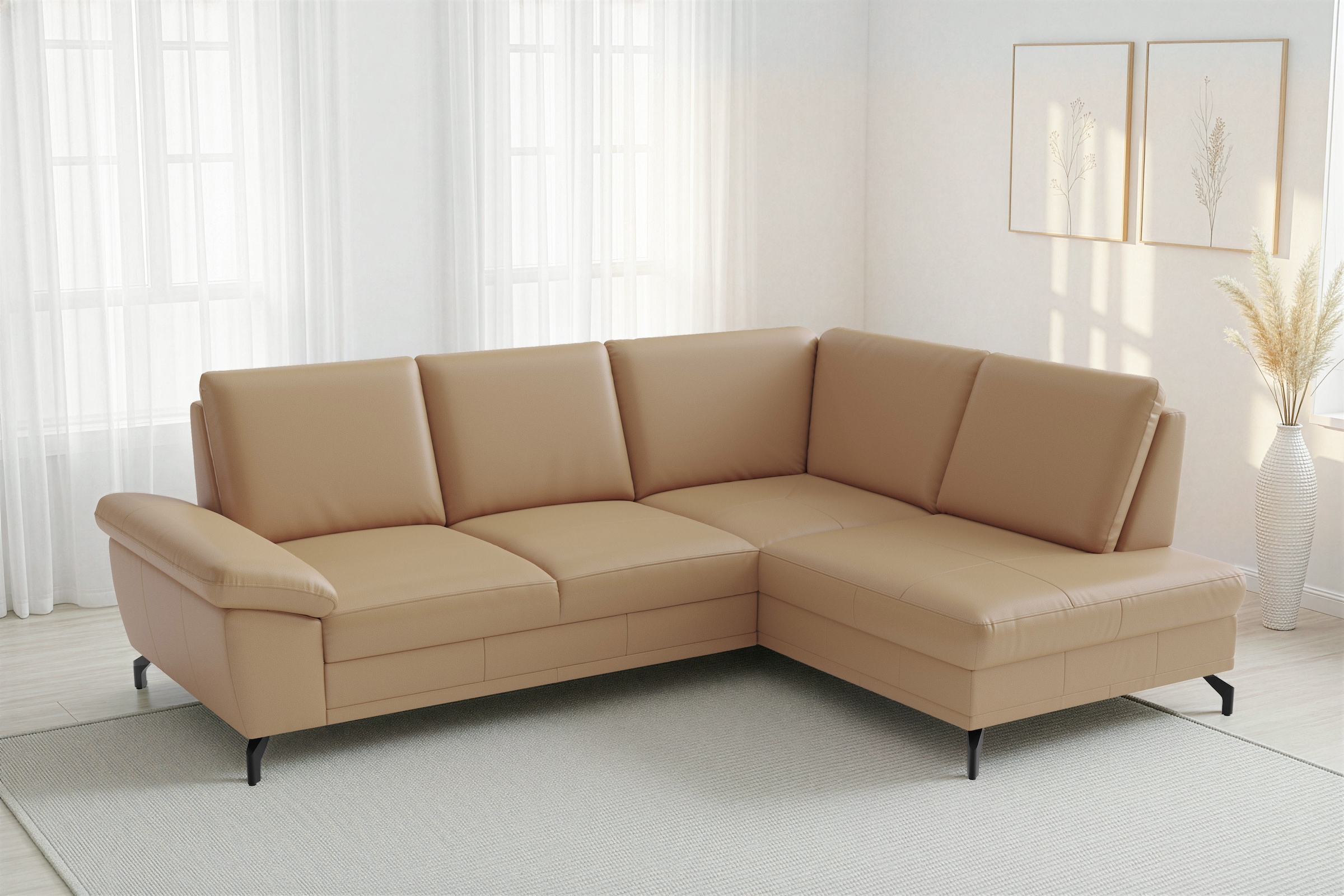 sit&more Ecksofa "Chelsea L-Form, B: 249 cm, Armteil- & Sitztiefenverstellung, Leder" optional mit Schlaffunktion und Bettkasten