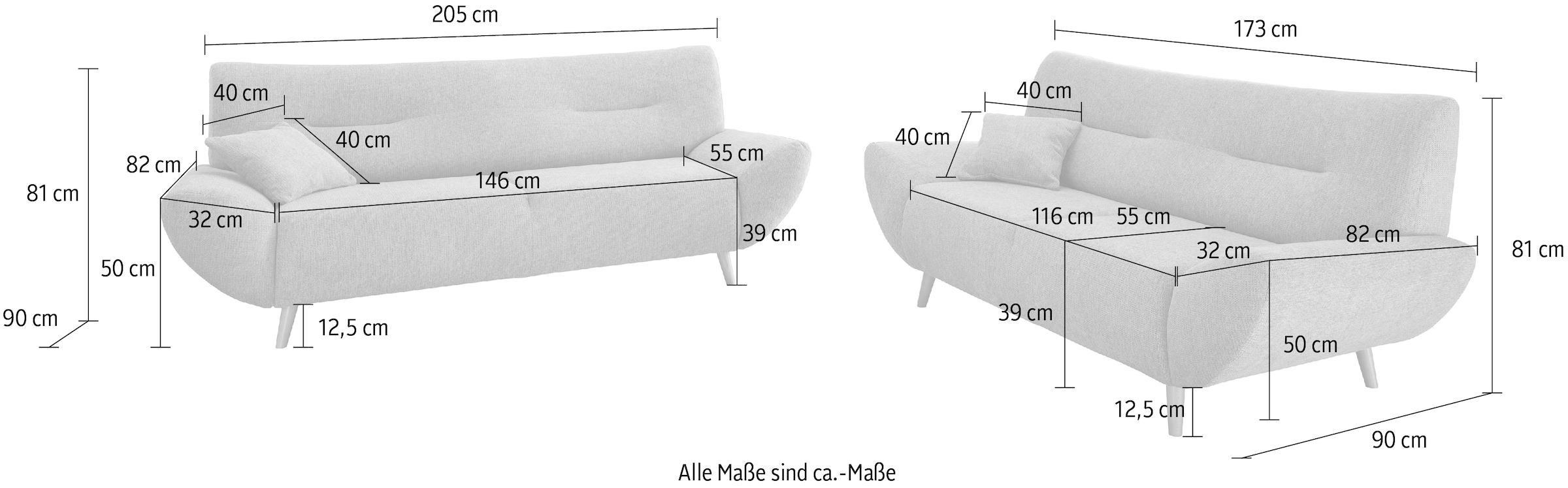 Stoffe, 2 tlg., inkl. 3-Sitzer BAUR Polstergarnitur 2 INOSIGN als erhältlich, Zierkissen (Set, Sessel/Polsterecke und 2-Sitzer), »Drago«, versch. |