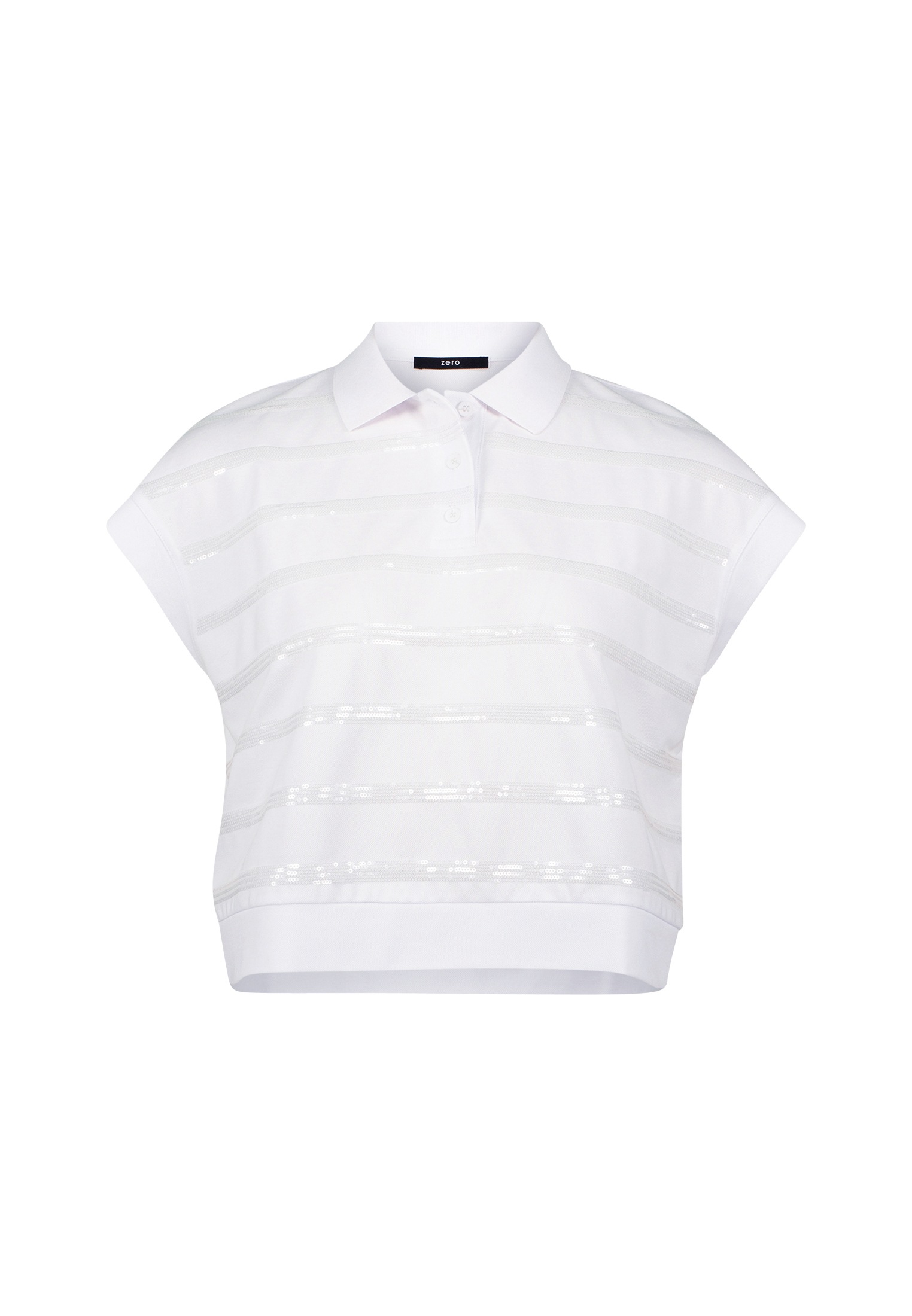Zero Kurzarmshirt »zero Poloshirt mit Pailletten«, (1 tlg.), Knopfleiste