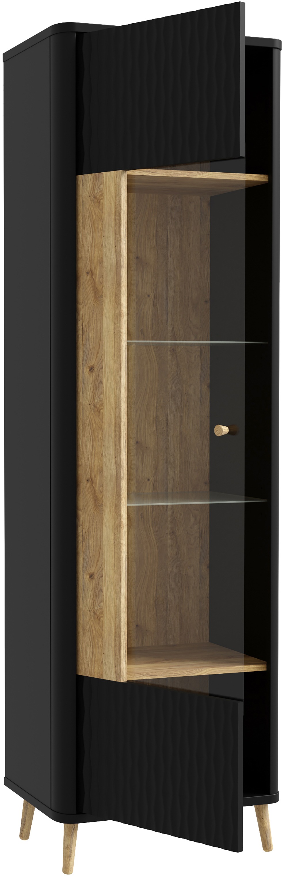 FORTE Vitrine »Fixsmile«, moderne Vitrine mit Glastüre, Oberfläche strukturiet, Soft Close