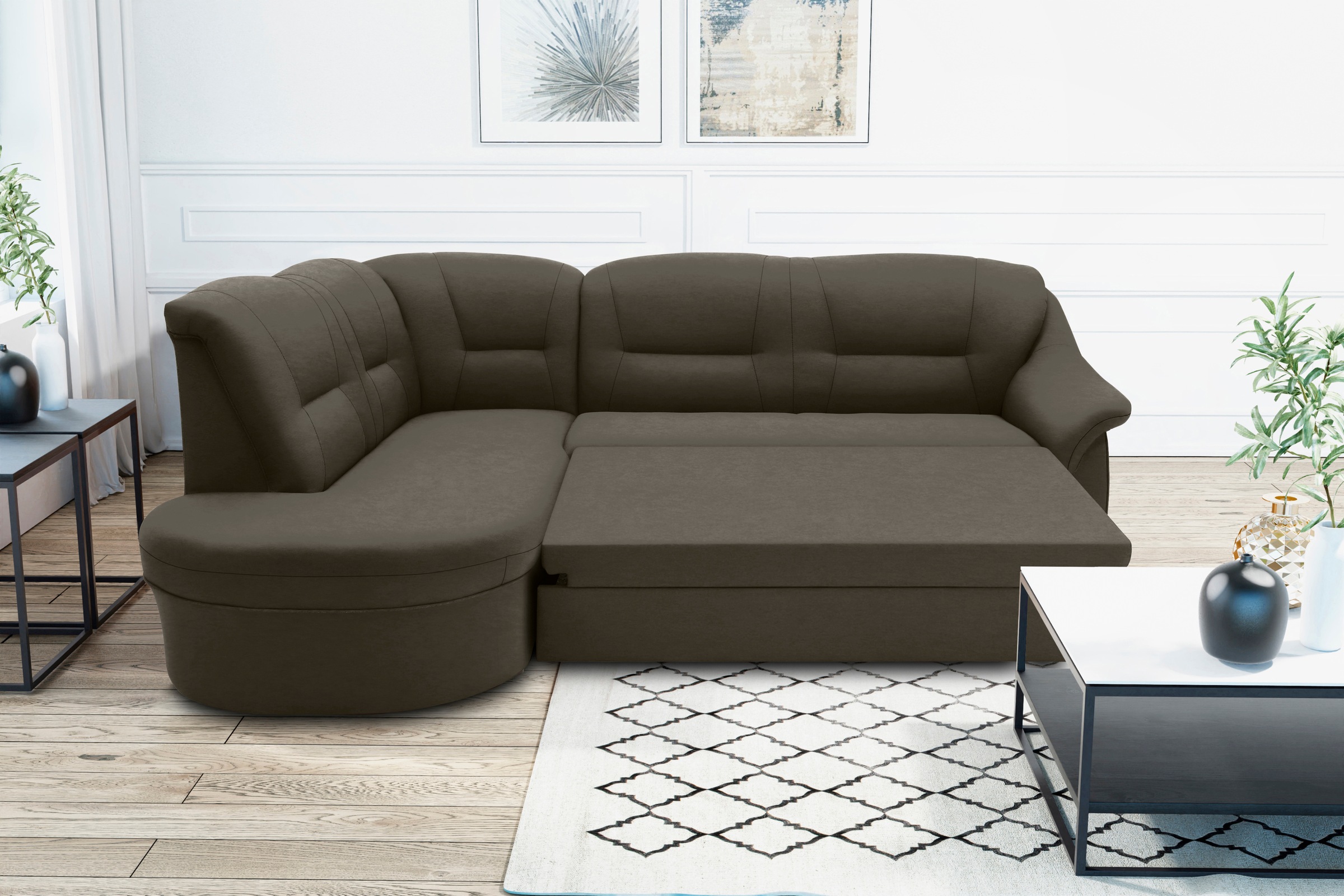 DOMO collection Ecksofa "Faenza für kleine Räume, Stellmaße 232x176cm, komf günstig online kaufen