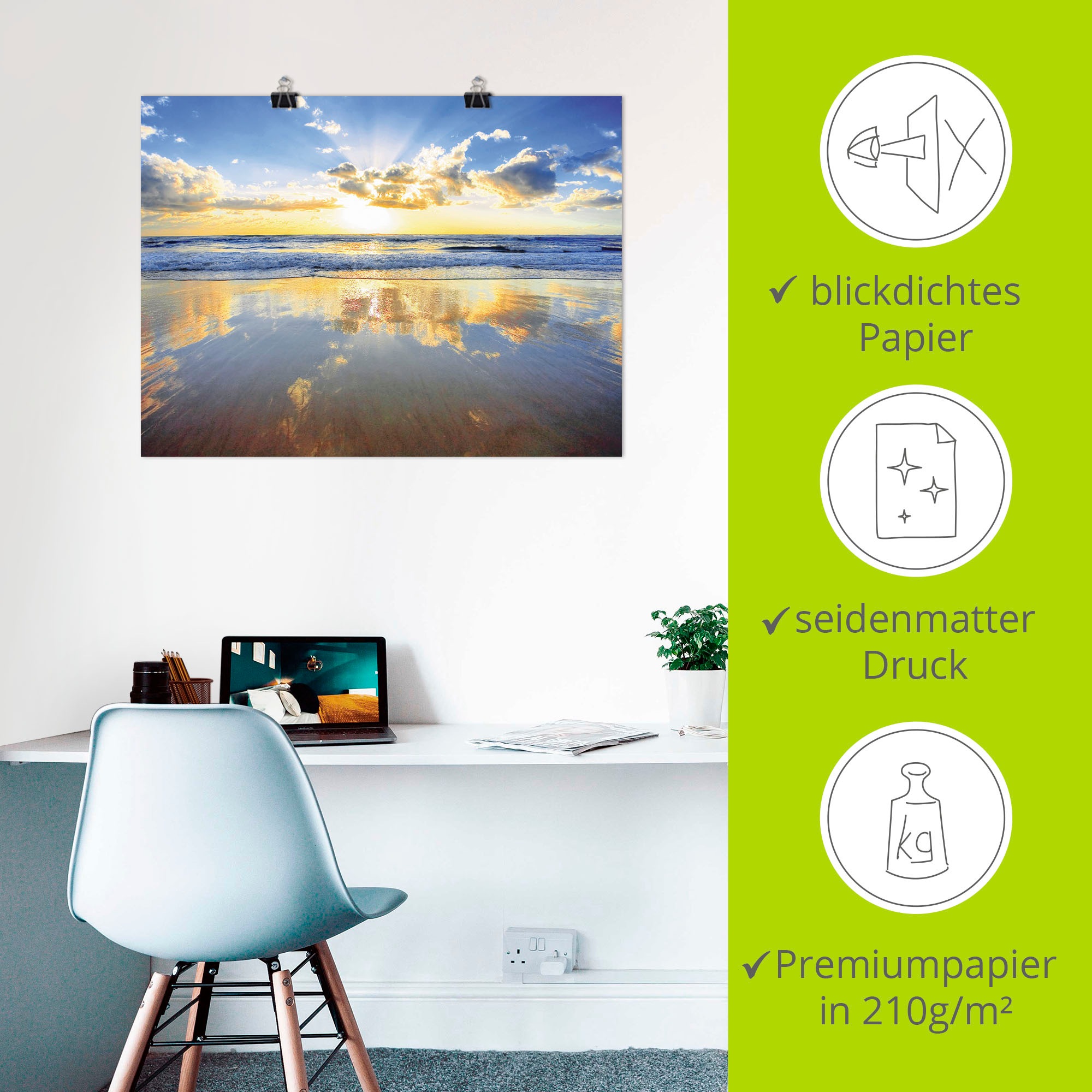 Artland Wandbild »Sonnenaufgang über dem Ozean«, Himmel, (1 St.), als Alubild, Outdoorbild, Leinwandbild, Poster, Wandaufkleber