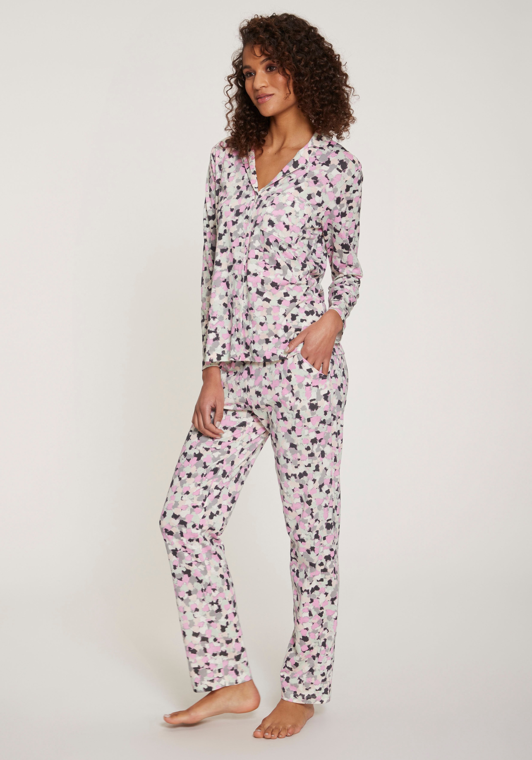 Vivance Dreams Pyjama, (2 tlg.), mit Aquarell-Muster