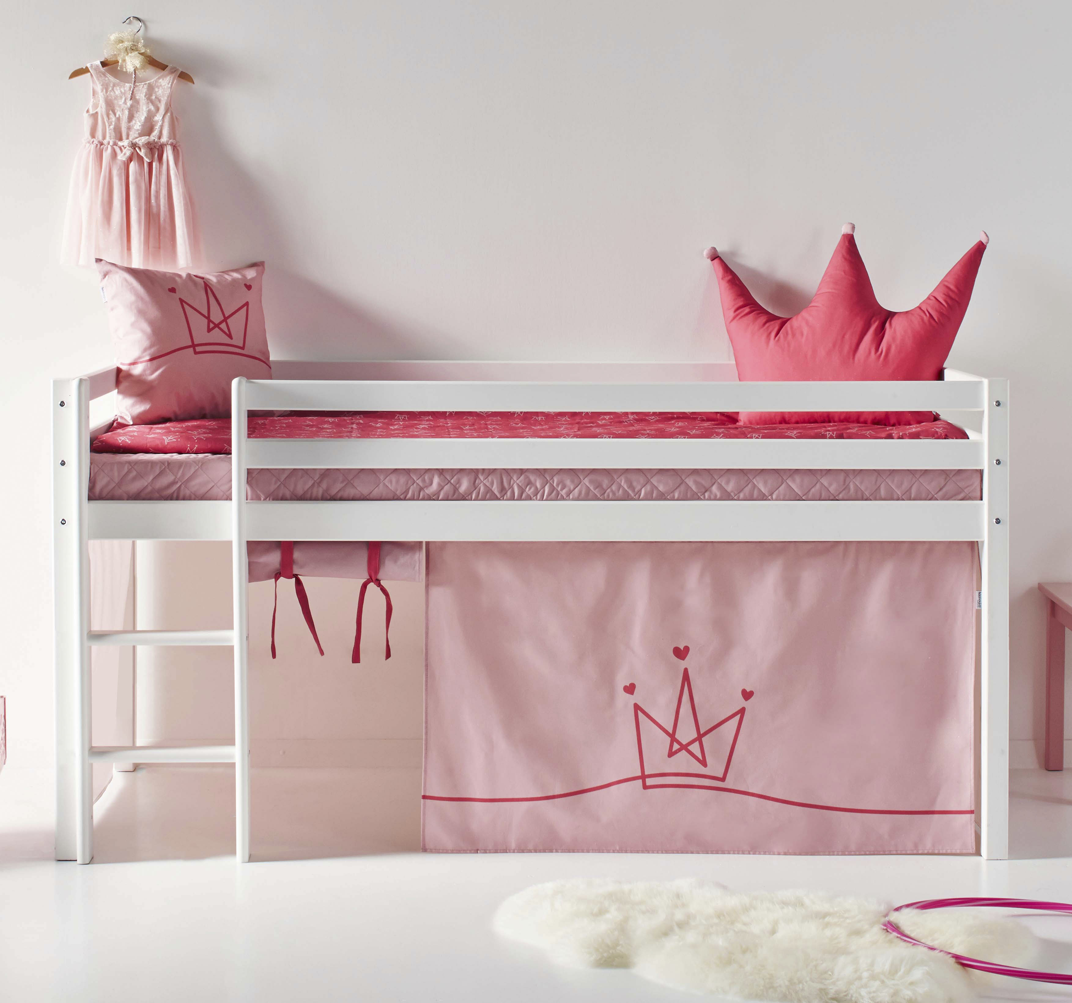 Hoppekids Hochbett "ECO Dream, Kinderbett, Spielbett, Halbhohes Bett aus Massivholz" inkl. Vorhang-Set Creator, Bettgröße & Matratze wählbar