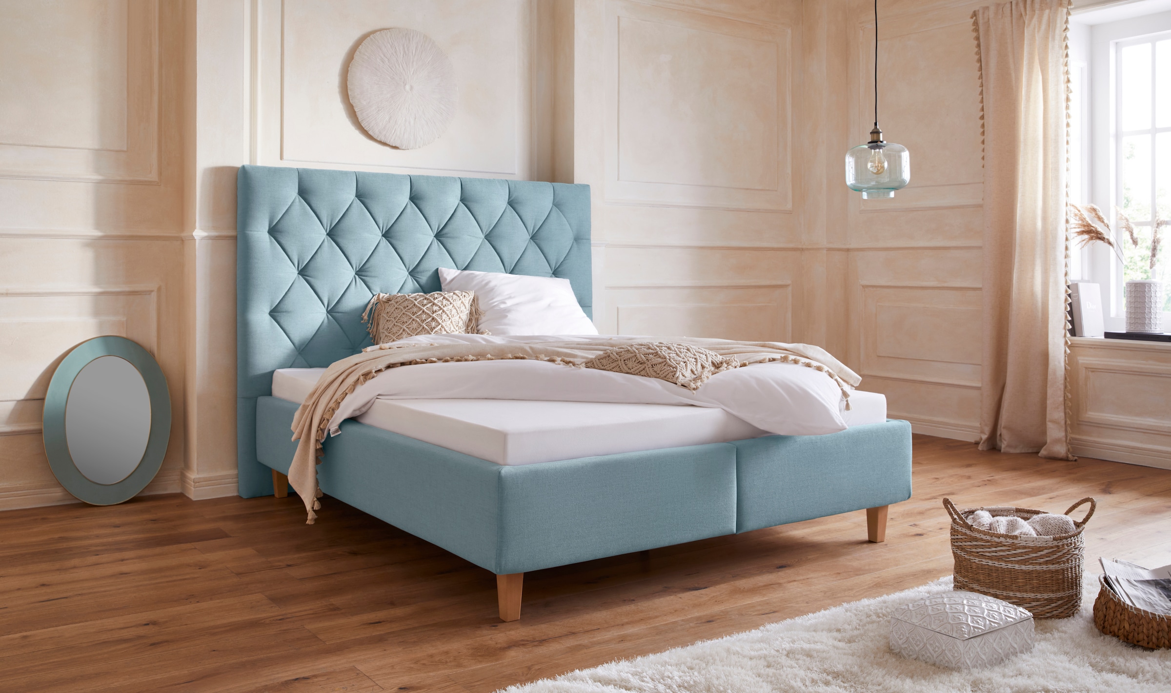 Home affaire Polsterbett "Sunley 140", Kreuzsteppung, Kopfteilhöhe 142 cm, günstig online kaufen