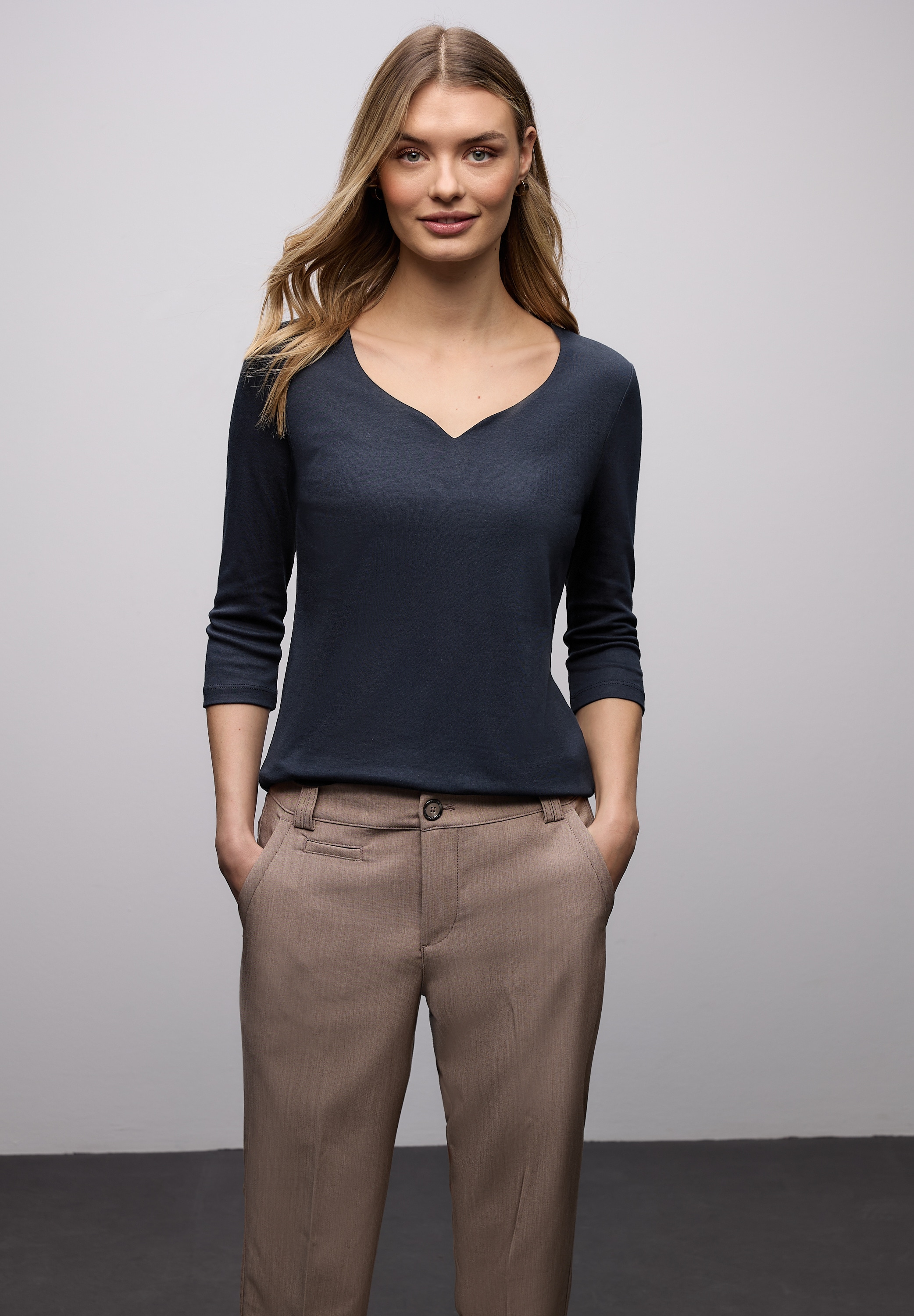 STREET ONE 3/4-Arm-Shirt "Style ADA" mit Herzausschnitt günstig online kaufen