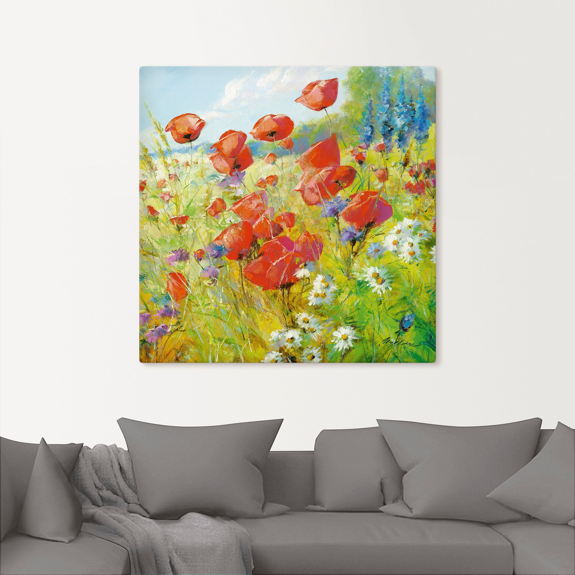 Artland Wandbild »Sommerwiese mit Mohnblumen«, Blumenwiese, (1 St.), als Alubild, Outdoorbild, Leinwandbild, Poster in verschied. Größen