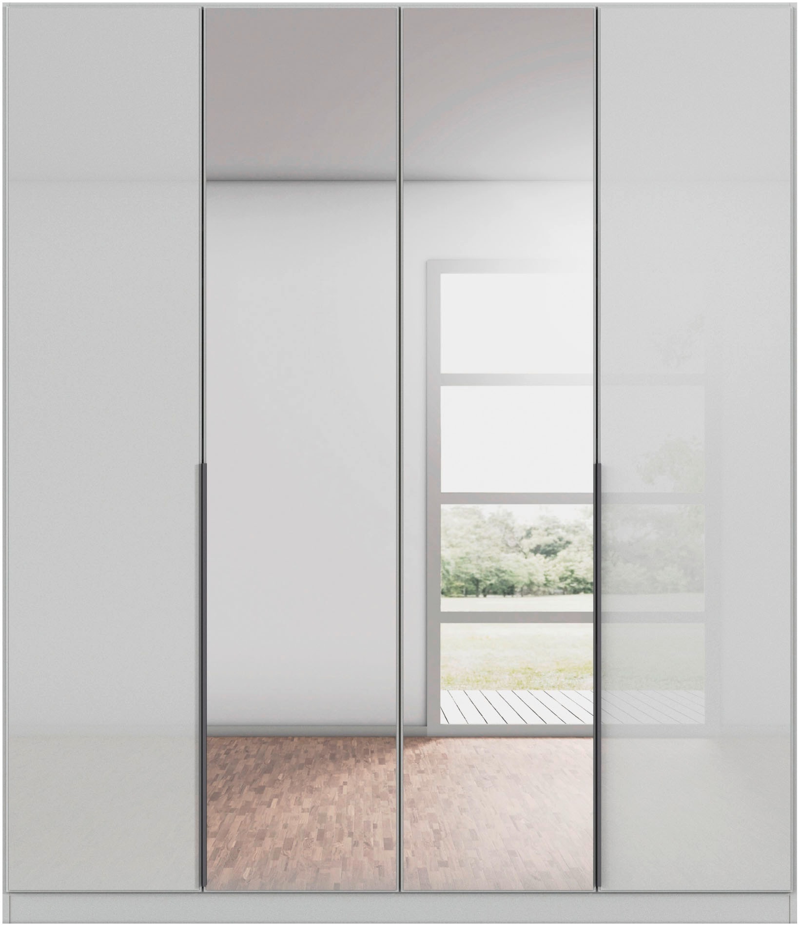 rauch Drehtürenschrank »Kleiderschrank Kleiderschränke Schrank Garderobe AGORDO mit Glasfront«, (in zwei Griff-Farben), durchdachte Innenausstattung, in 6 Breiten und 2 Höhen MADE IN GERMANY