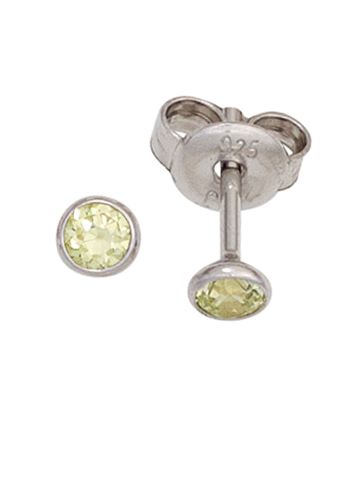 Paar Ohrstecker JOBO "Kleine Ohrringe grün 3,5 mm", hellgrün, grün, Ohrringe, Damen, 3,5mm, Silber 925 (Sterlingsilber), 925 Silber mit Zirkonia