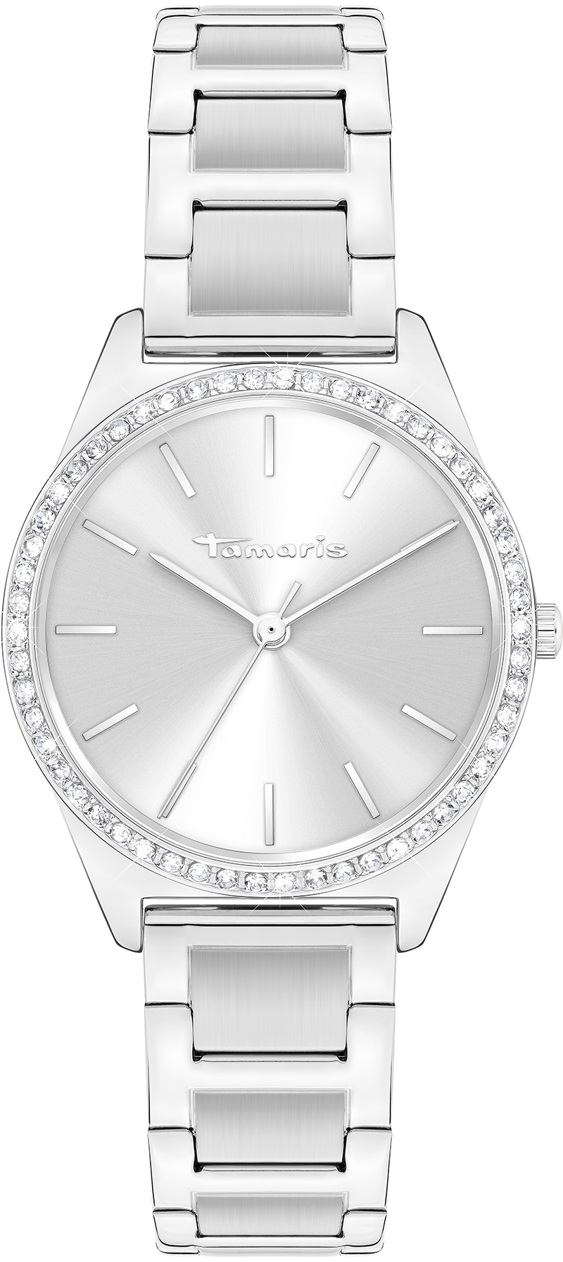 Tamaris Quarzuhr »TT-0045-MQ« Armbanduhr, Damenuhr, Edelstahlarmband, analog, Zirkonia (synth.)