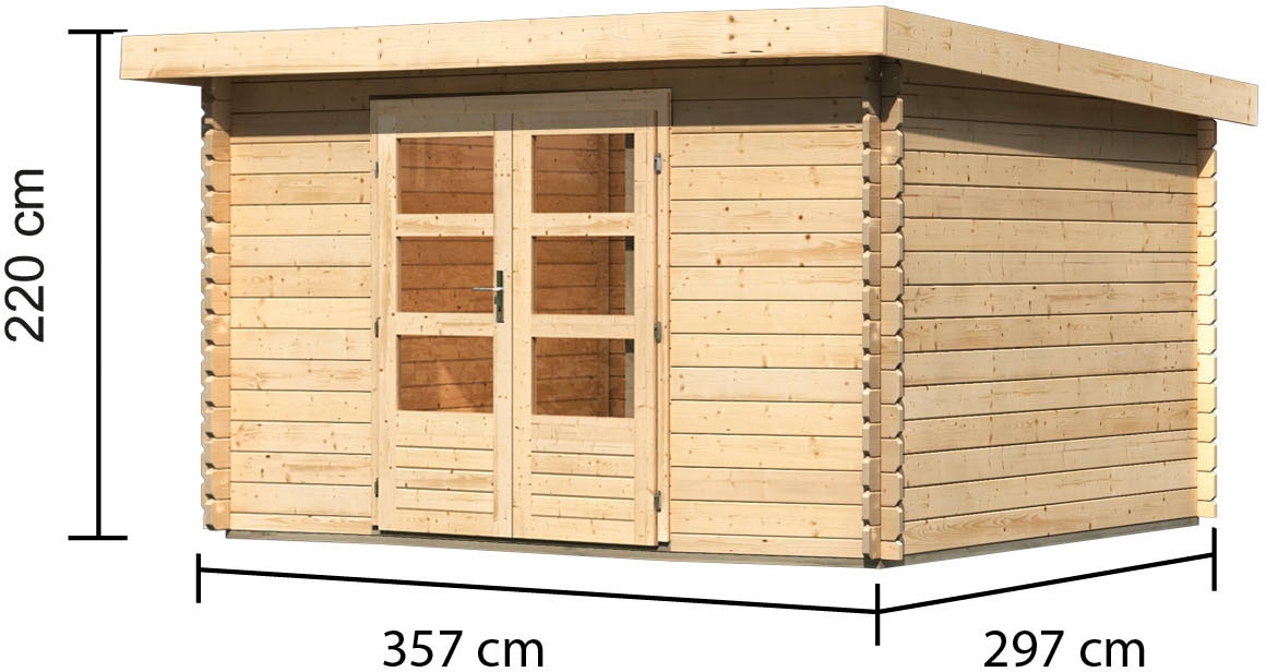 Karibu Gartenhaus »Schloßsee 7«, 28 mm Wandstärke, terragrau oder natur