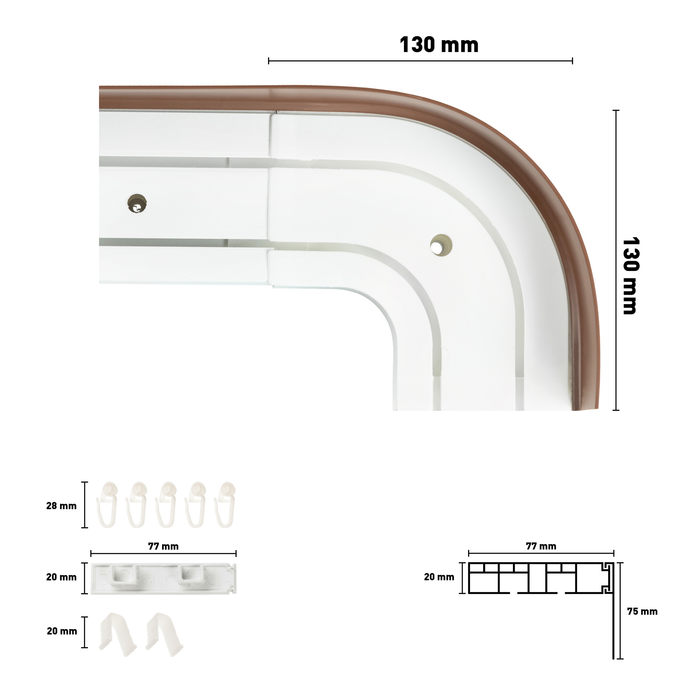 SN DECO GROUP Gardinenschiene »SH2 mit Blende 7,5 cm«, 2 läufig-läufig, Fixmaß, mit Blende 7,5 cm