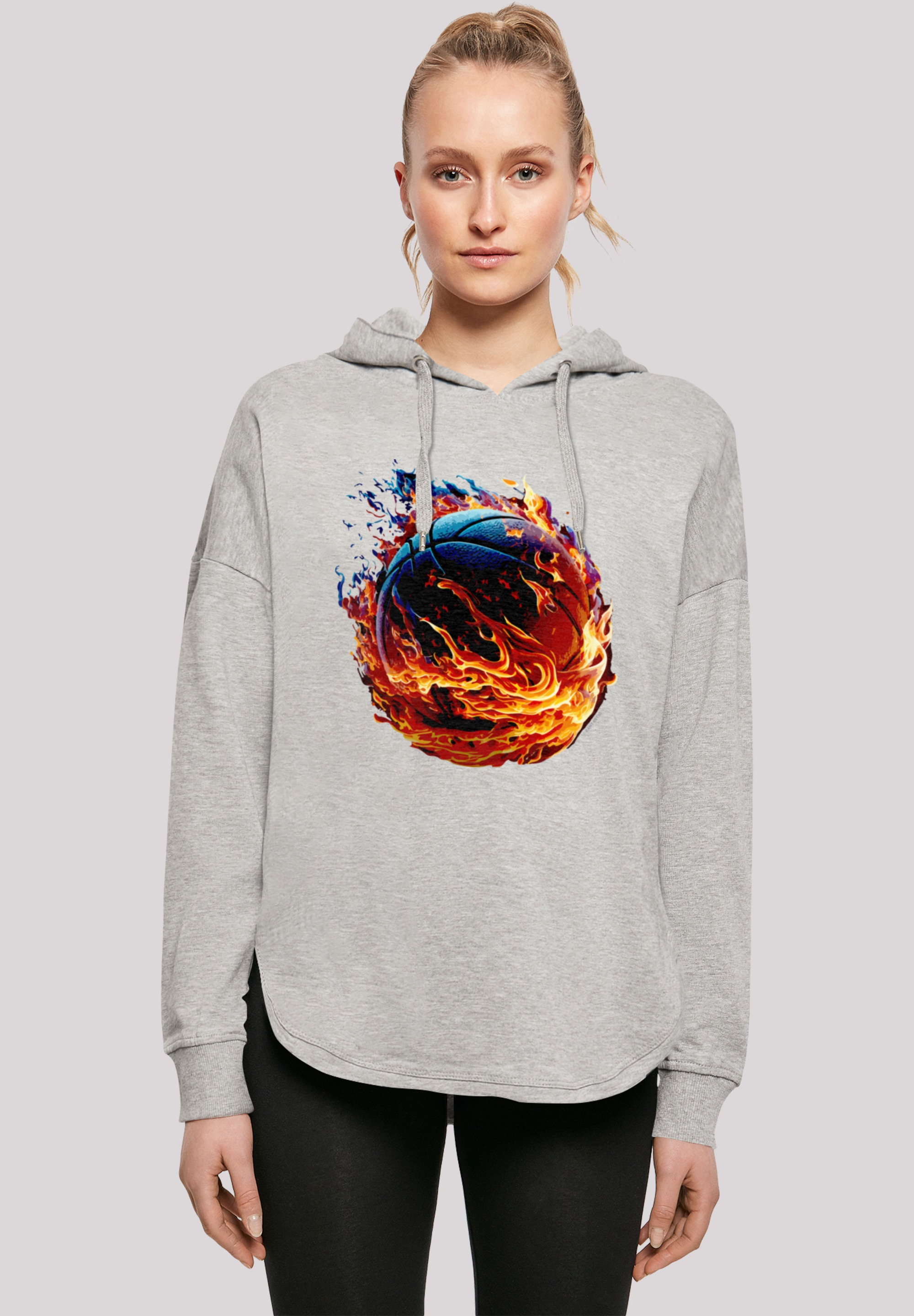 F4NT4STIC Kapuzenpullover "Basketball On Fire Sport OVERSIZE HOODIE", Print