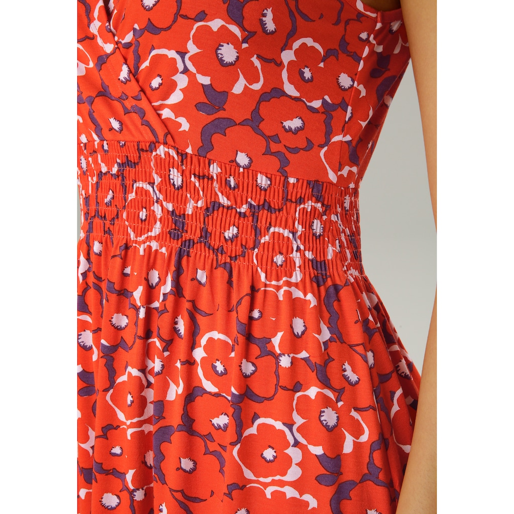 Aniston SELECTED Sommerkleid, mit breiten Trägern zum Raffen - NEUE KOLLEKTION