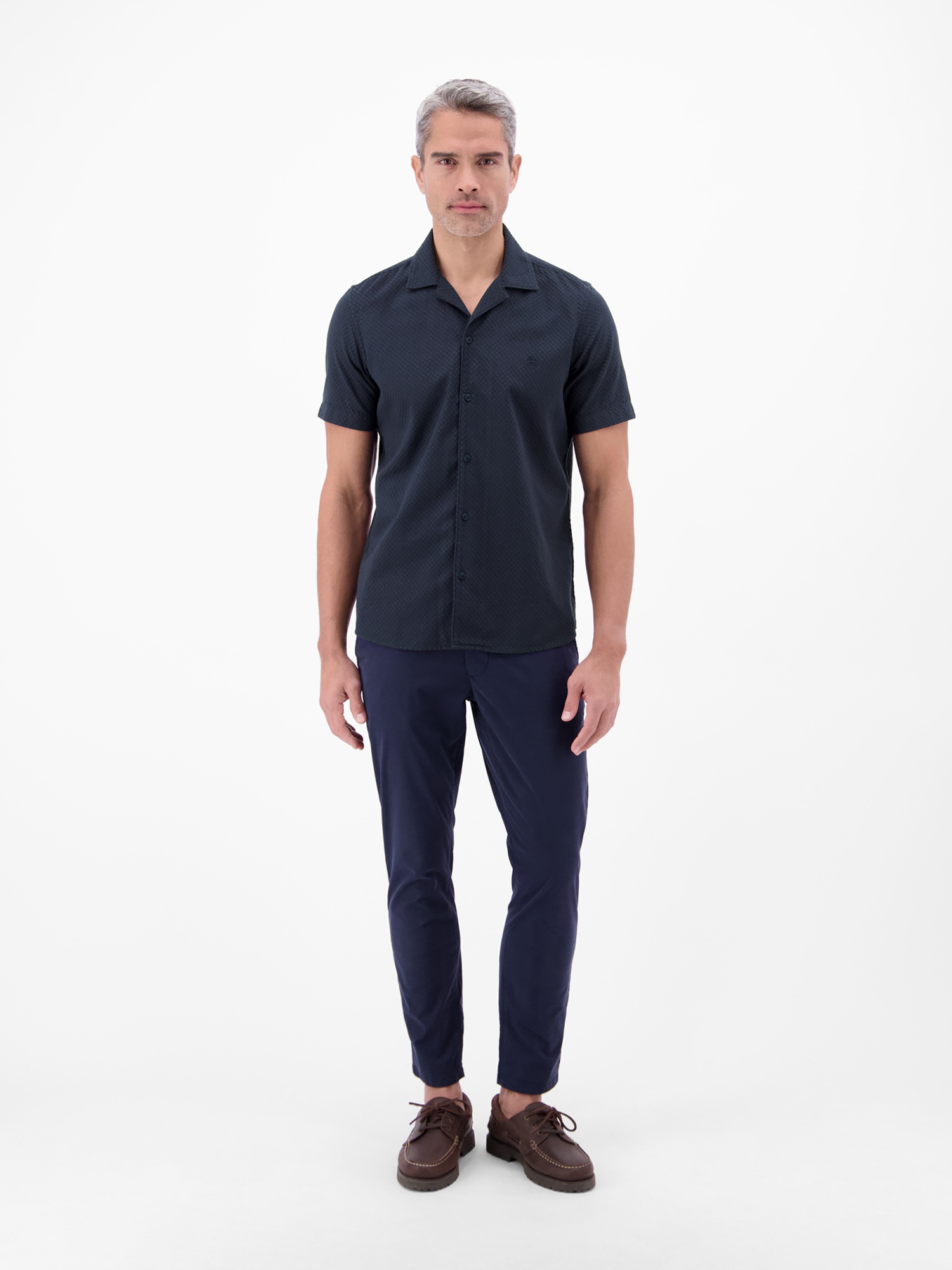 Kurzarmhemd LERROS "Unifarbenes Kurzarmhemd aus 100 % Baumwolle", Herren, Gr. 3XL, Normalgrößen, classic navy, 100% Baumwolle, Hemden 3