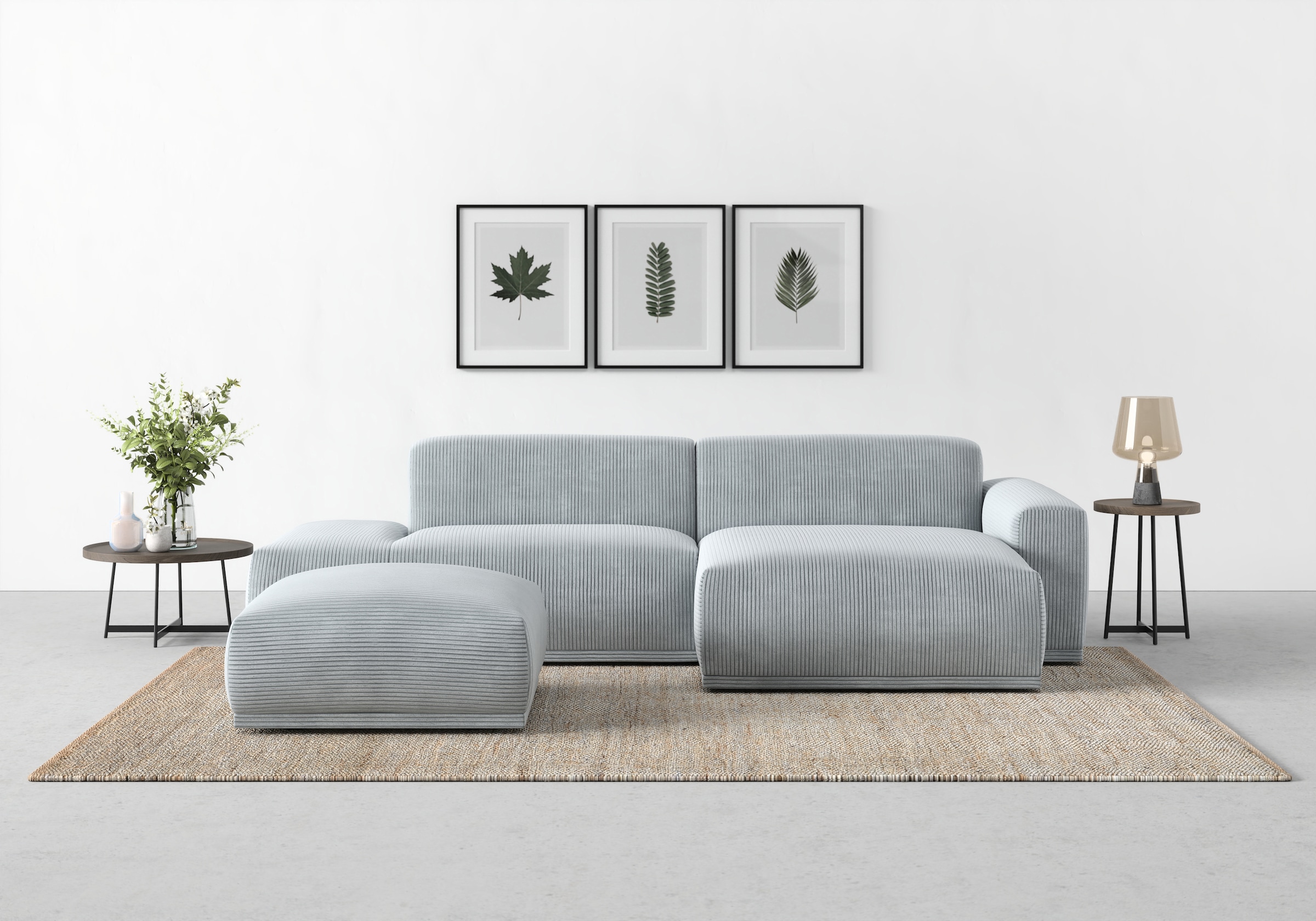 TRENDMANUFAKTUR Ecksofa Braga, aus 2 Teilen, moderner Cord-Stoff