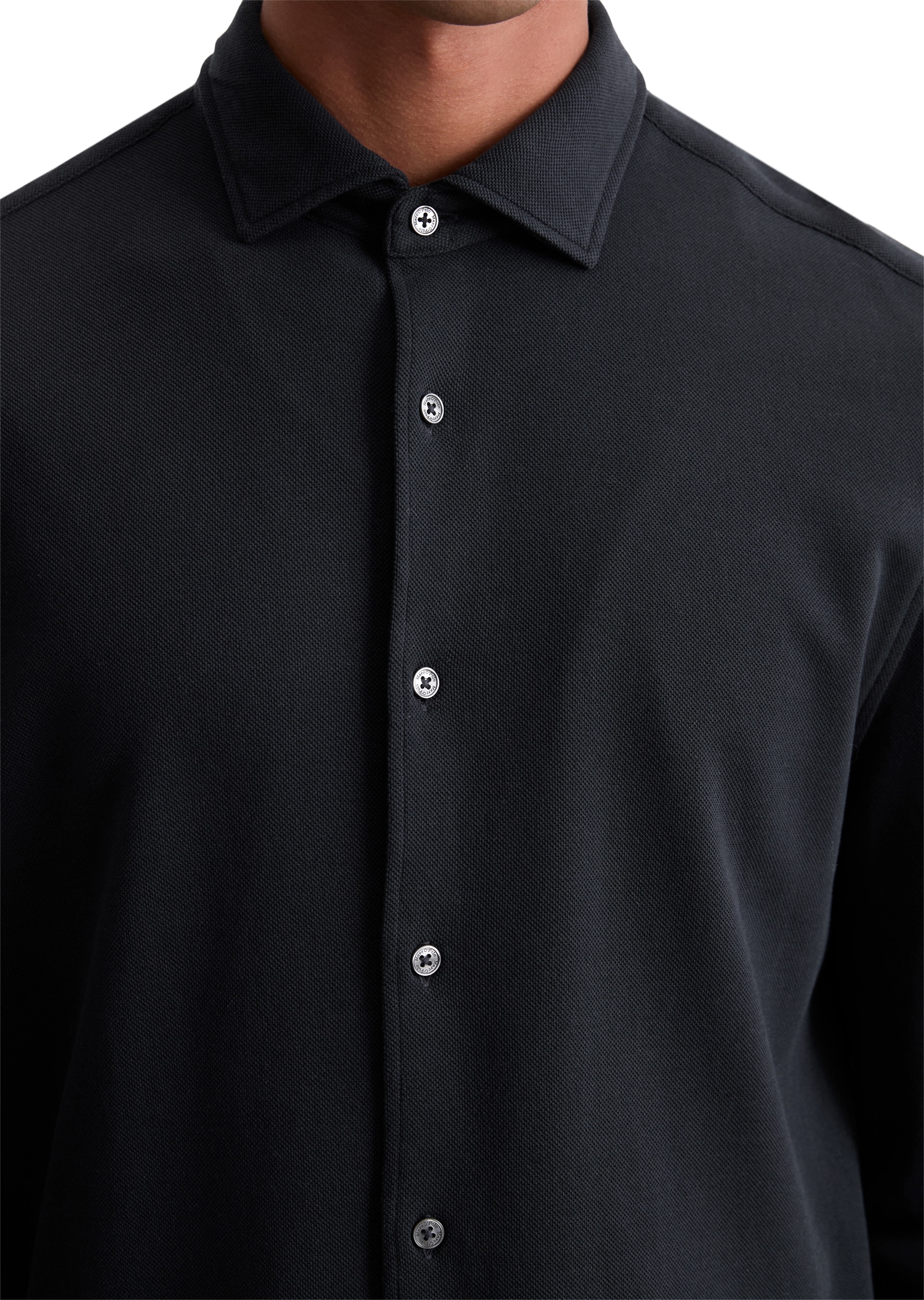 Marc O'Polo Langarmhemd, Shaped Fit, mit feiner Piqué-Struktur