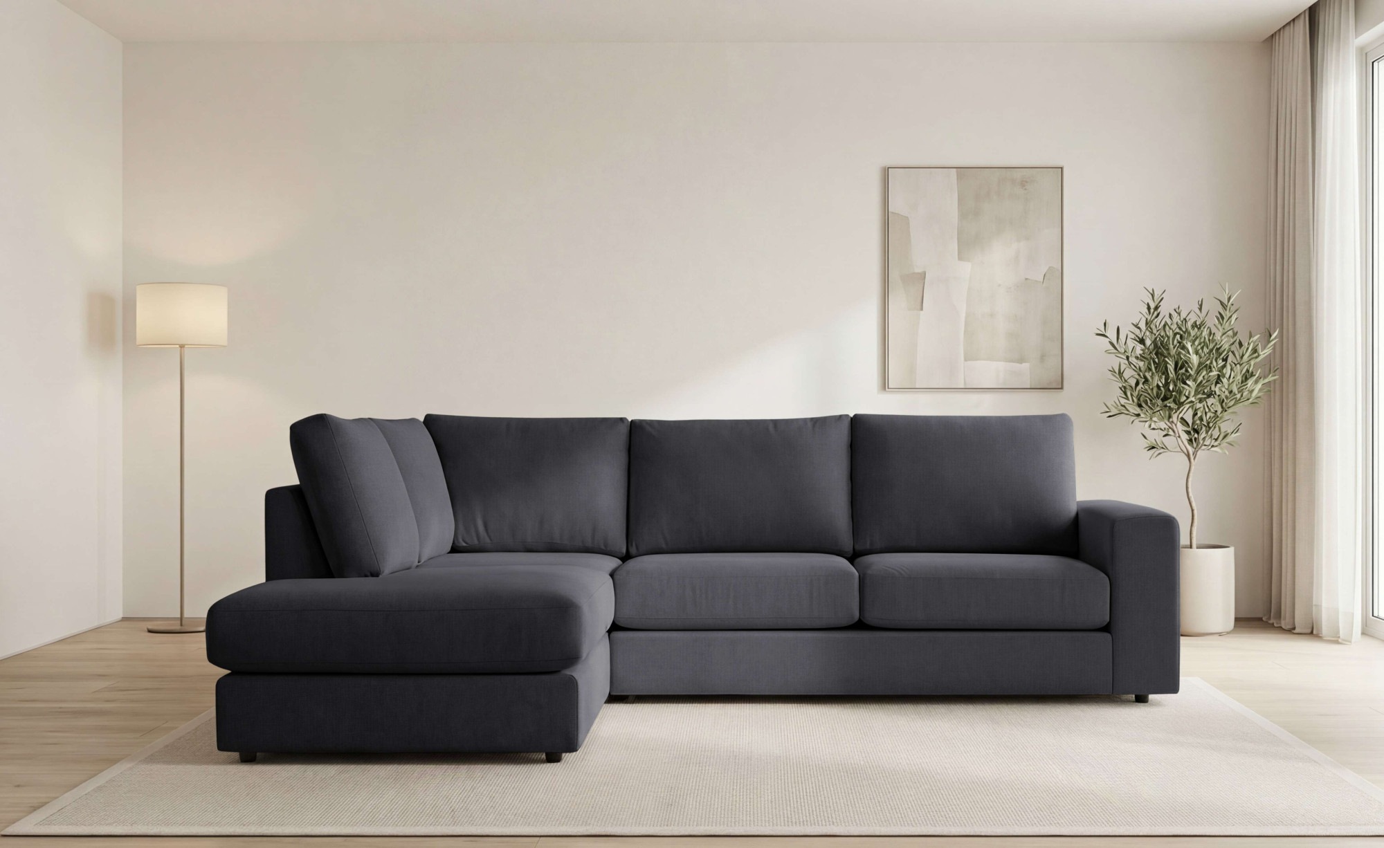 OTTO home Ecksofa »Nivette, weiches Chenille« Breite 292 cm, L-Form, bodentief, mit Wellenunterfederung