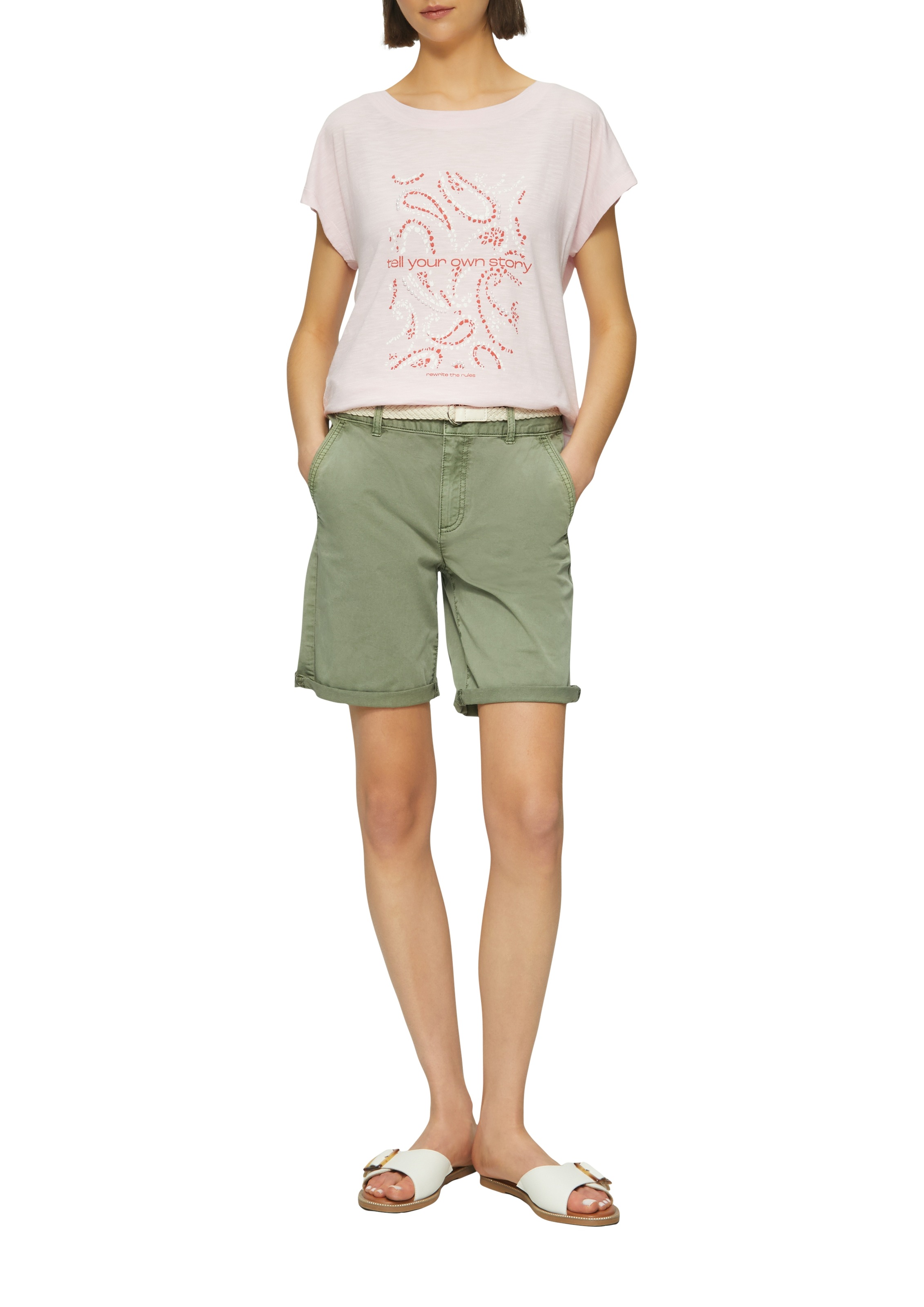 s.Oliver Chinoshorts, Sommerhose mit geflochtenem Gürtel günstig online kaufen